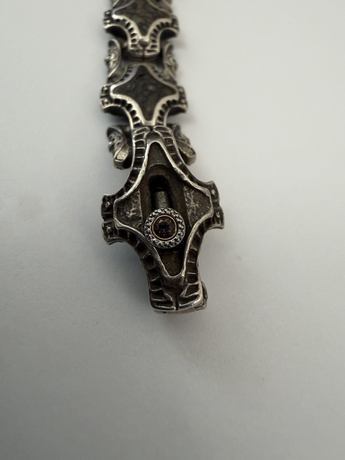 William Henry Sterling Silver Green Mammoth Bracelet Vintage 8.5”