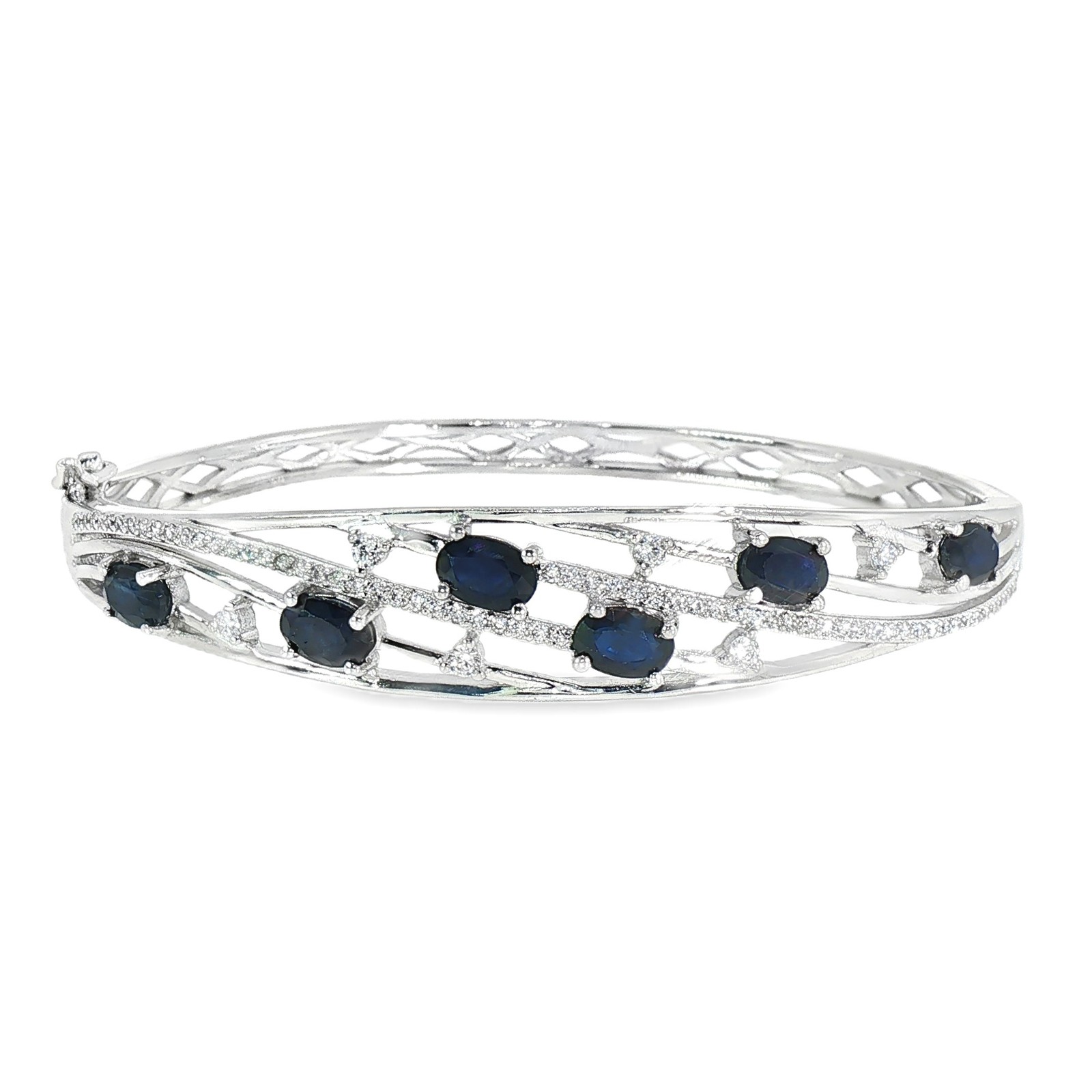 Sapphire Diffusion Gemstone 925 Sterling Silver 62x13mm Bracelet Vivid Blue