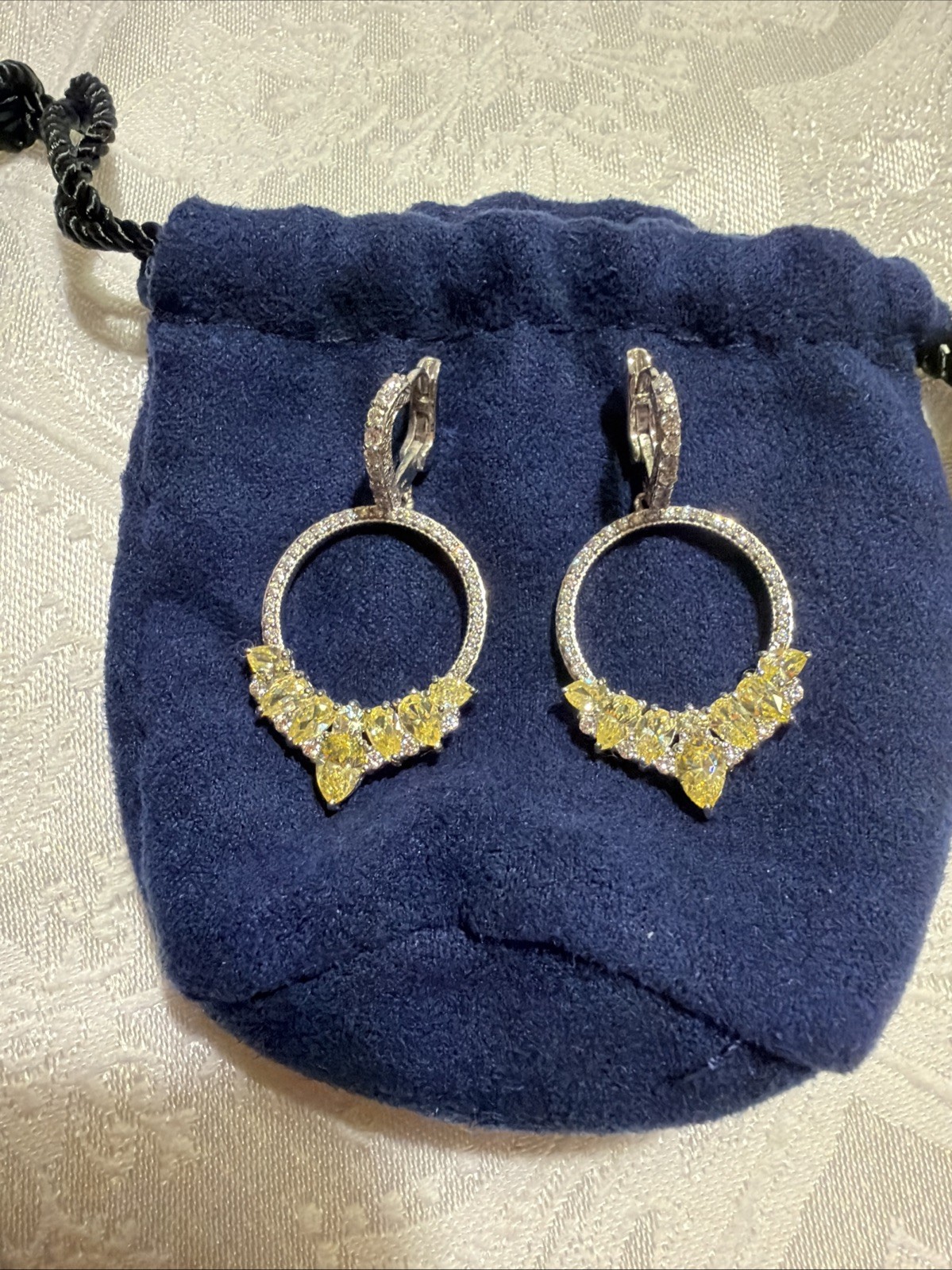 Judith Ripka Sterling Canary Diamonique Front Facing Hoop Earrings J347785 NWT