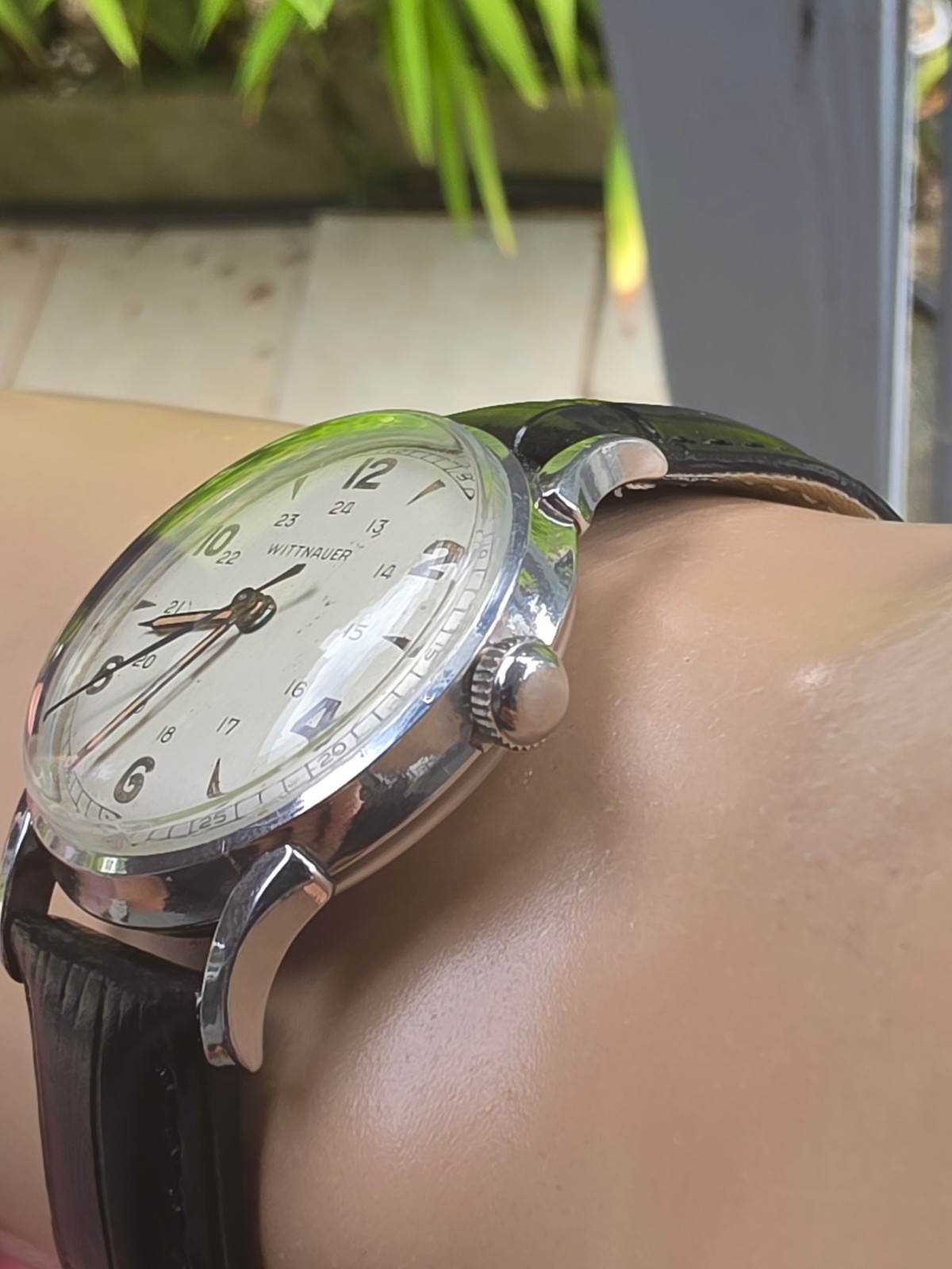 Vintage WITTNAUER men’s manual wind watch Military Style 24H dial 1950s