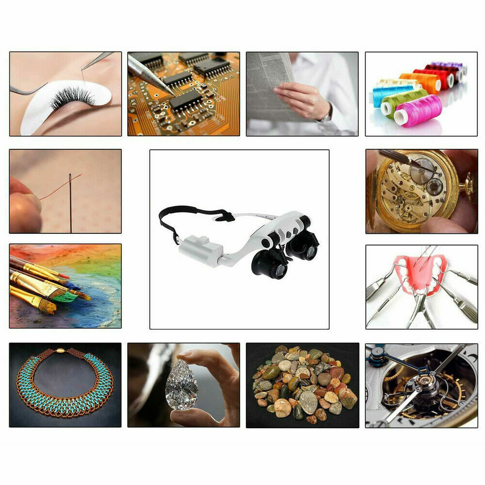 LED Magnifier Glasses Magnifying Headband Eyewear for Watchmaker Jewelers Repair