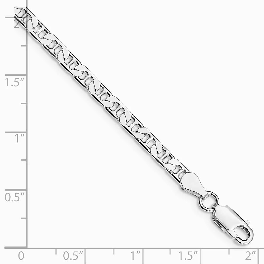 Sterling Silver Rhodium-Plated 3.75mm Flat Anchor Chain Bracelet 7″-8″