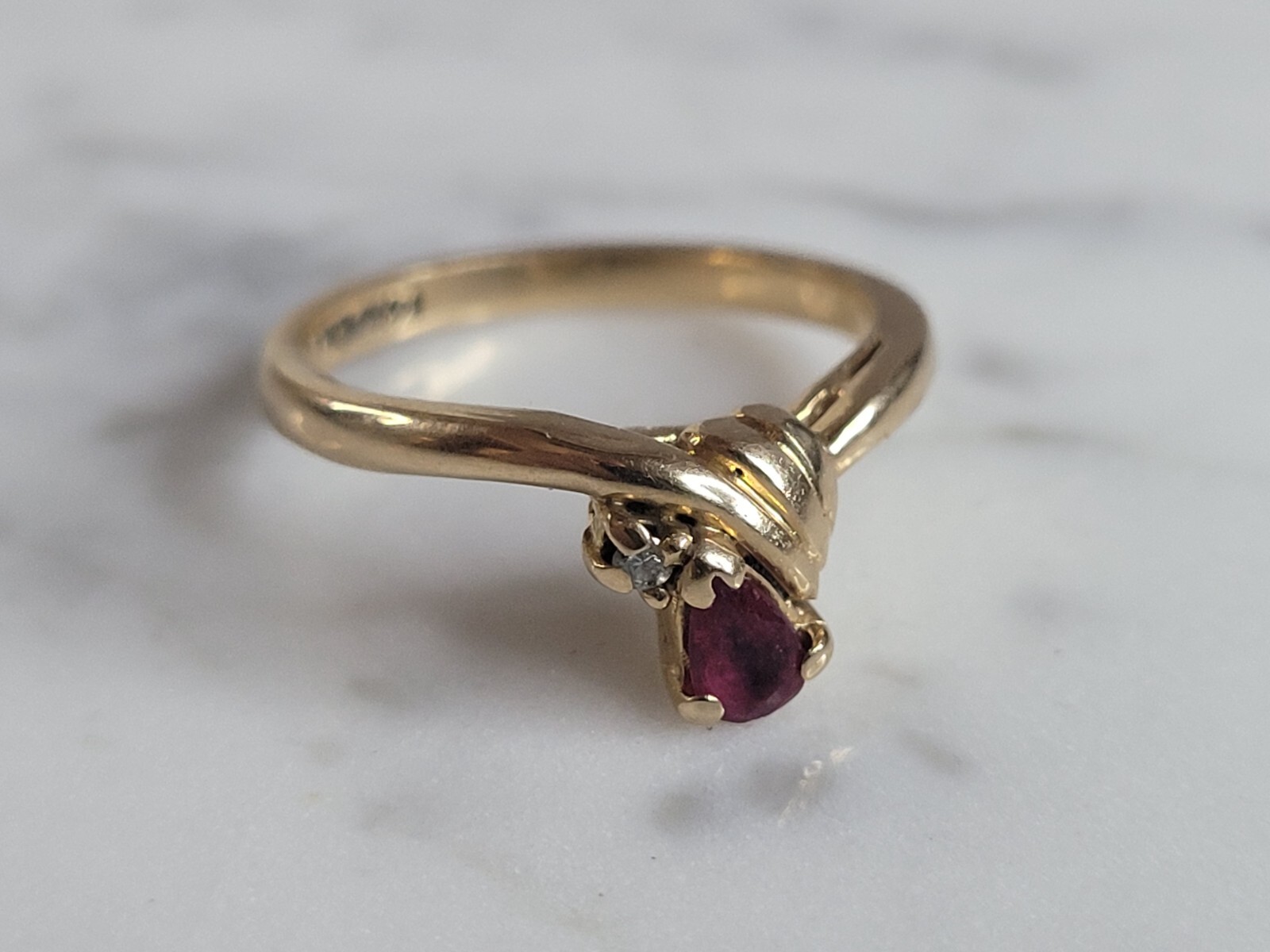 Womens Vintage Estate 14k Yellow Gold Amethyst & Diamond Ring 3.1g #E6676