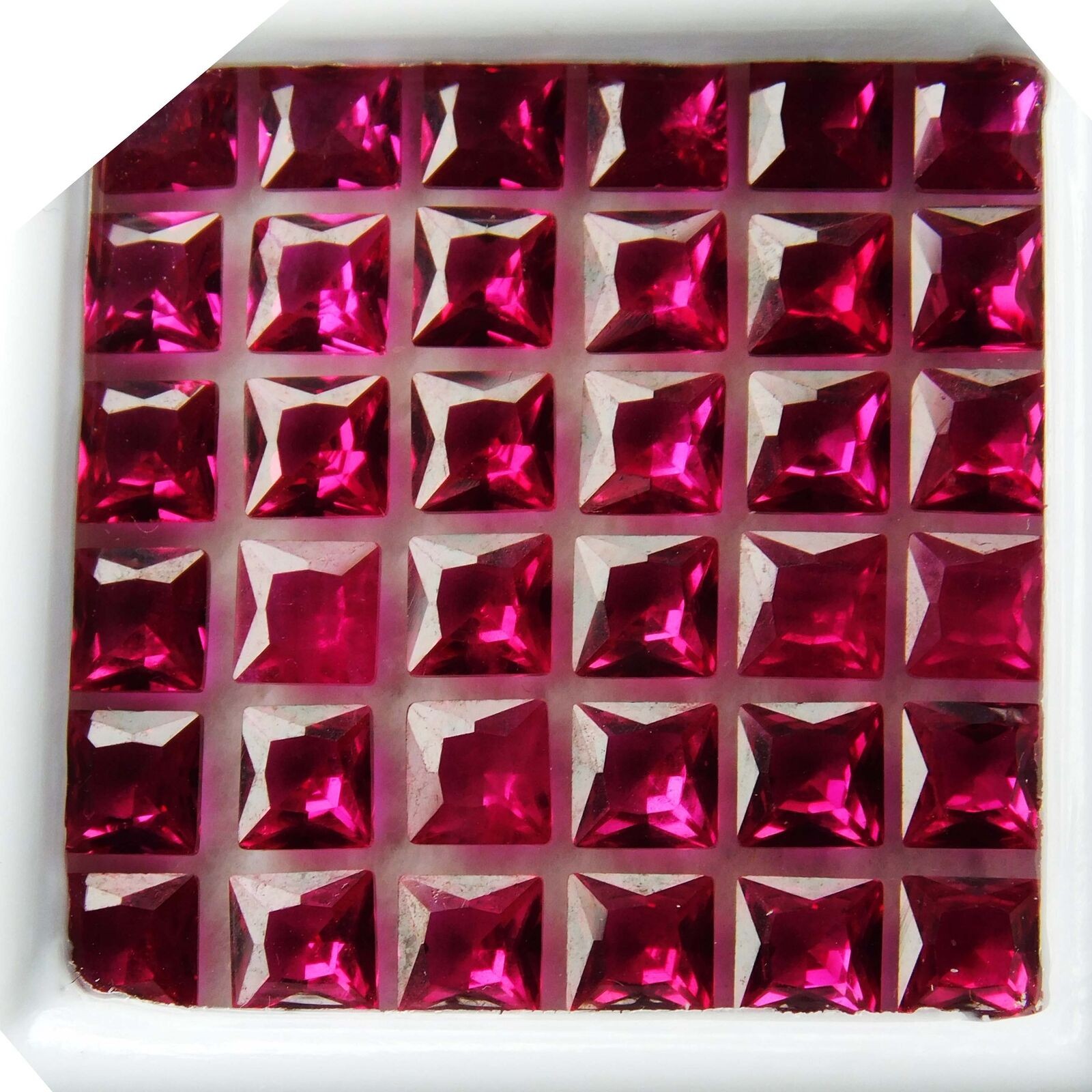 50 PCS Natural Red RUBY Loose Gemstone Lot CERTIFIED Ring Size Square Shape