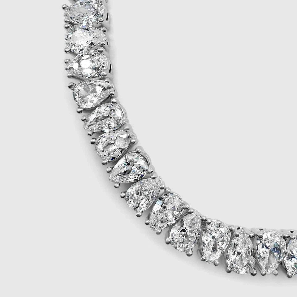 Daughter Gift! Pear Lab Grown Diamond Women’s Tennis Bracelet 18.5 in 14k Gold
