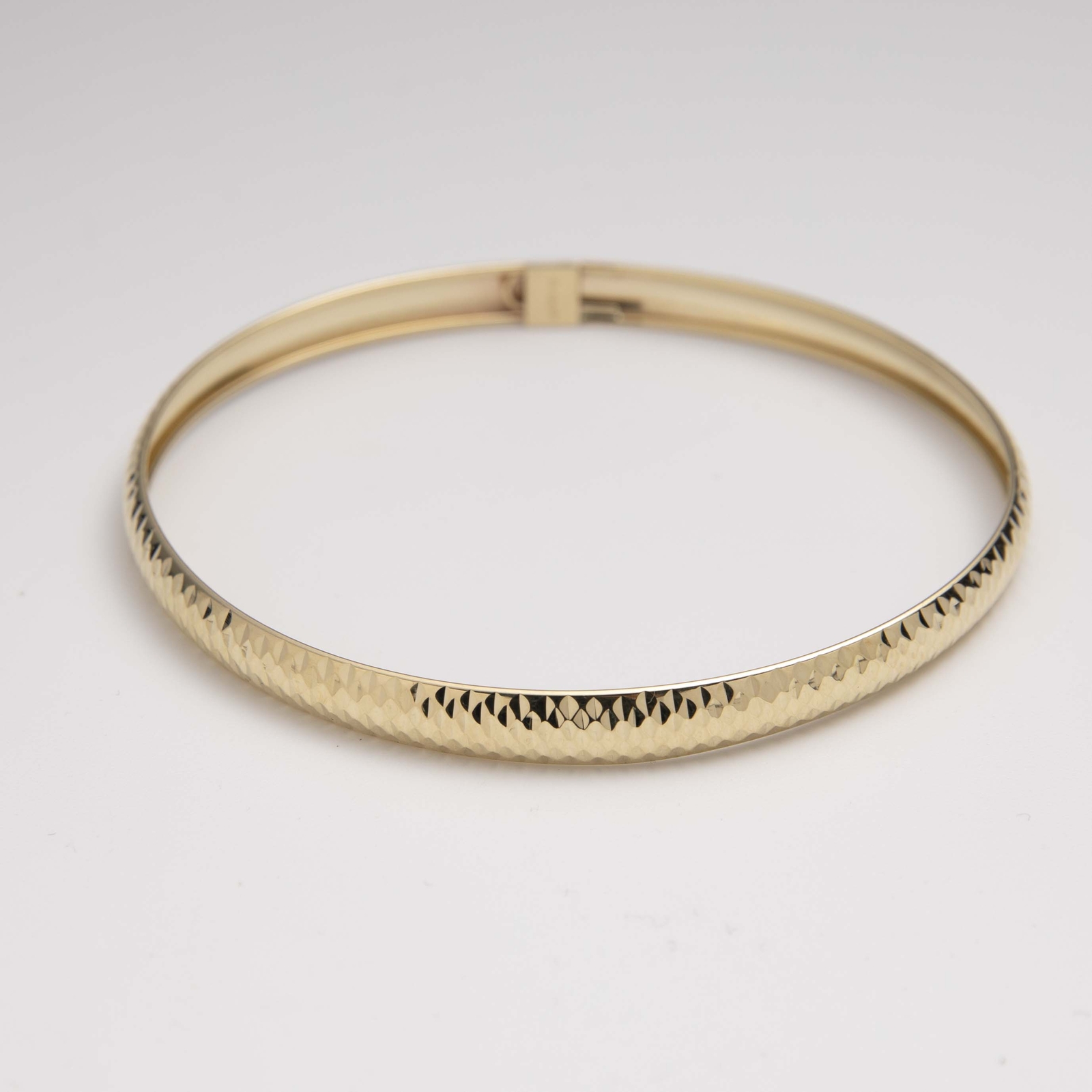 Diamond-Cut Textured Bangle Real 10K Yellow Gold All Sizes