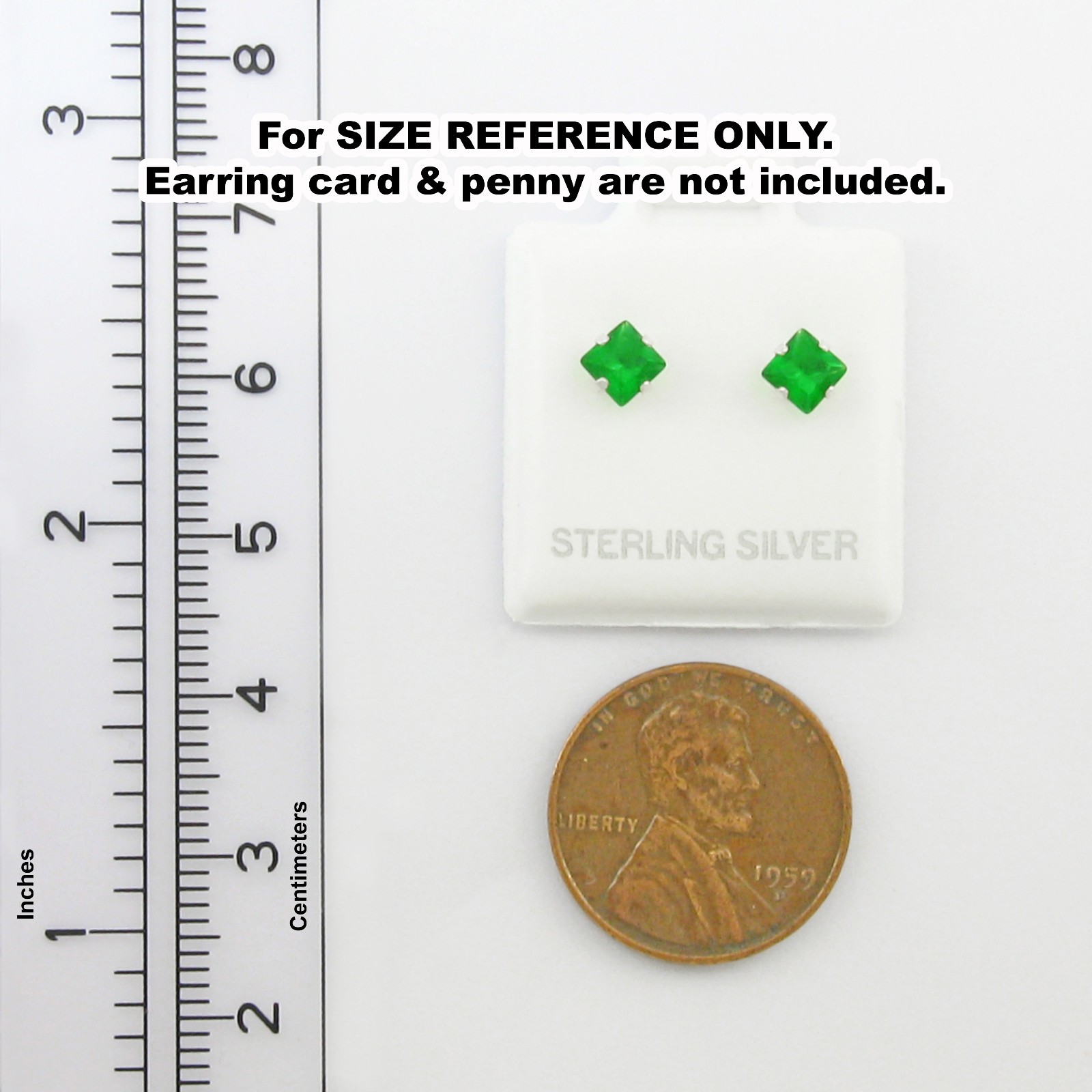 4mm Square Emerald Simulant Earrings – SOLID 925 Sterling Silver