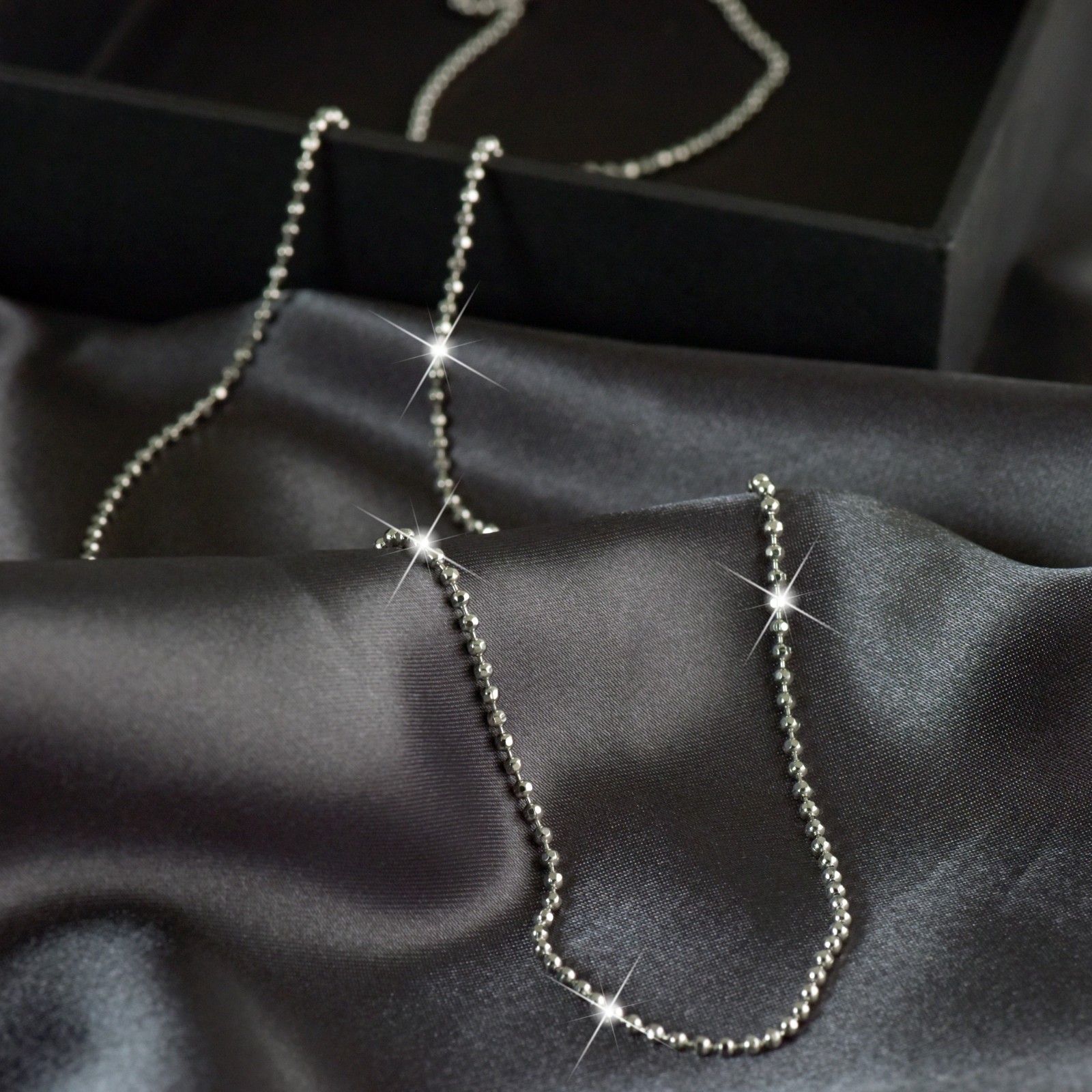 18k white gold plated ball bead dot chain necklace 80cm extra long 2mm xl aeiwo
