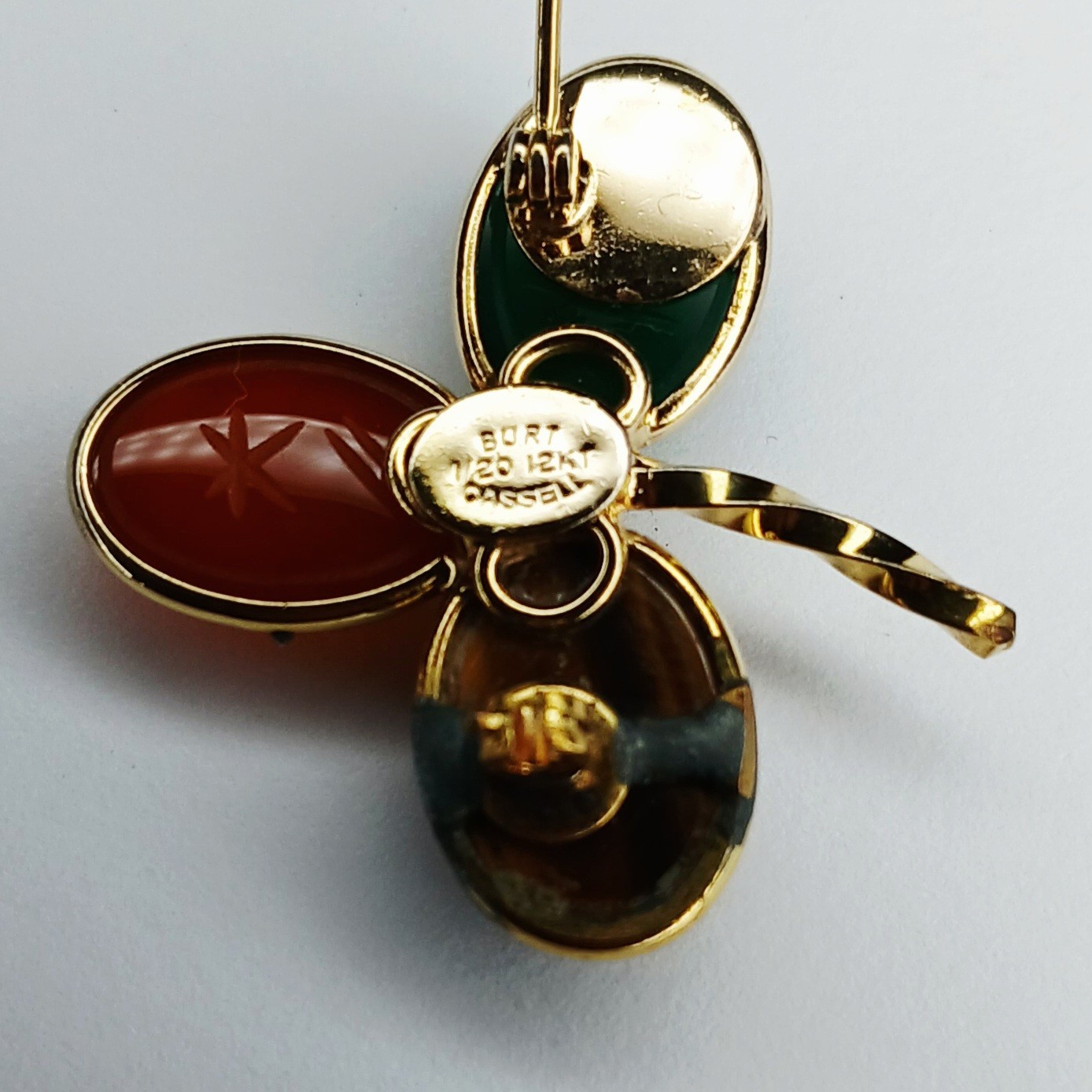 Vintage ~ Burt Cassell Egyptian Revival Gemstone Scarab Bracelet & Brooch Set 8″