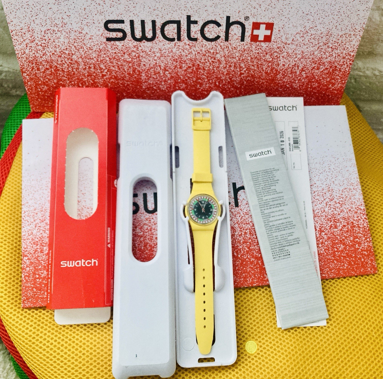 Limited 1984 Swatch YELLOW RACER NEW Stranger Things Sadie Sink Max Mayfield