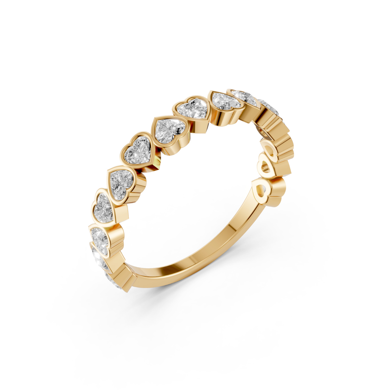 Shared Prong Set Heart Shape Lab Grown Diamond Half Eternity Stackable Band