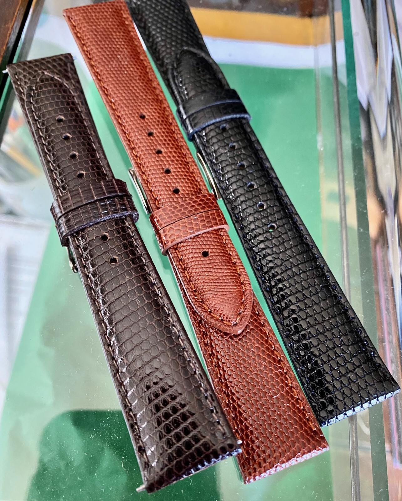ROLEX 18k GOLD 16mm Logo Buckle Cognac Color Genuine LIZARD 20mm Strap