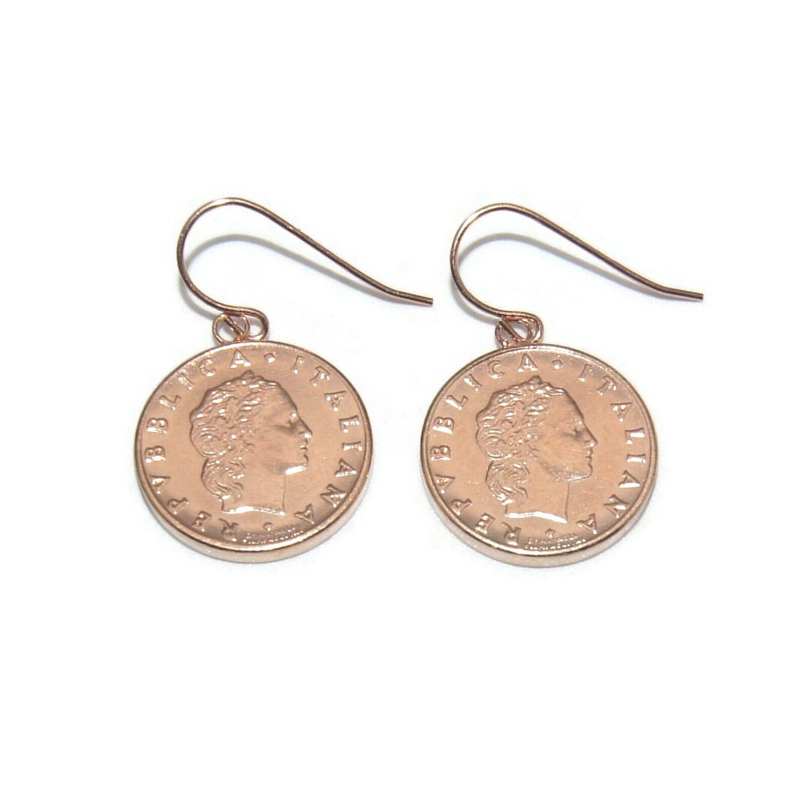 1995 VTG Milor 14K Gold Plated L.50 Italian Coin Earrings, 14KT Milor Italy Mark