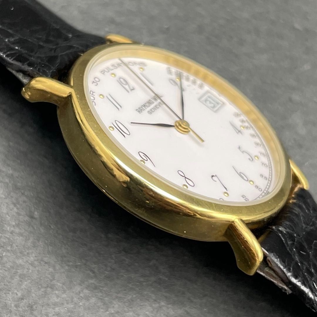 Raymond Weil Pulse Men’s Watch 18K Gold Quartz Black Dial Used