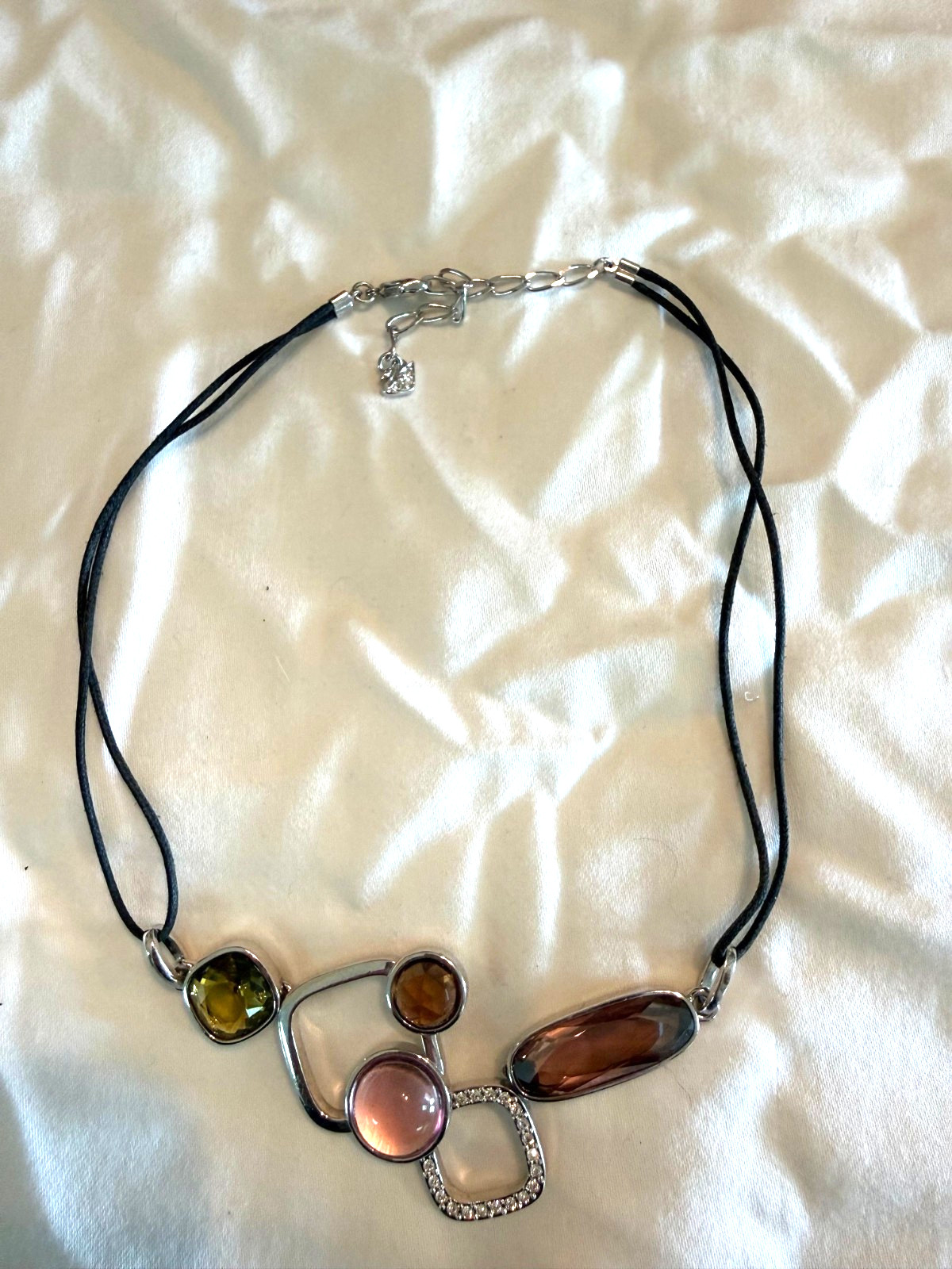 VTG Swarovski Crystal Choker with Waxed Cord and Lobster Clasp