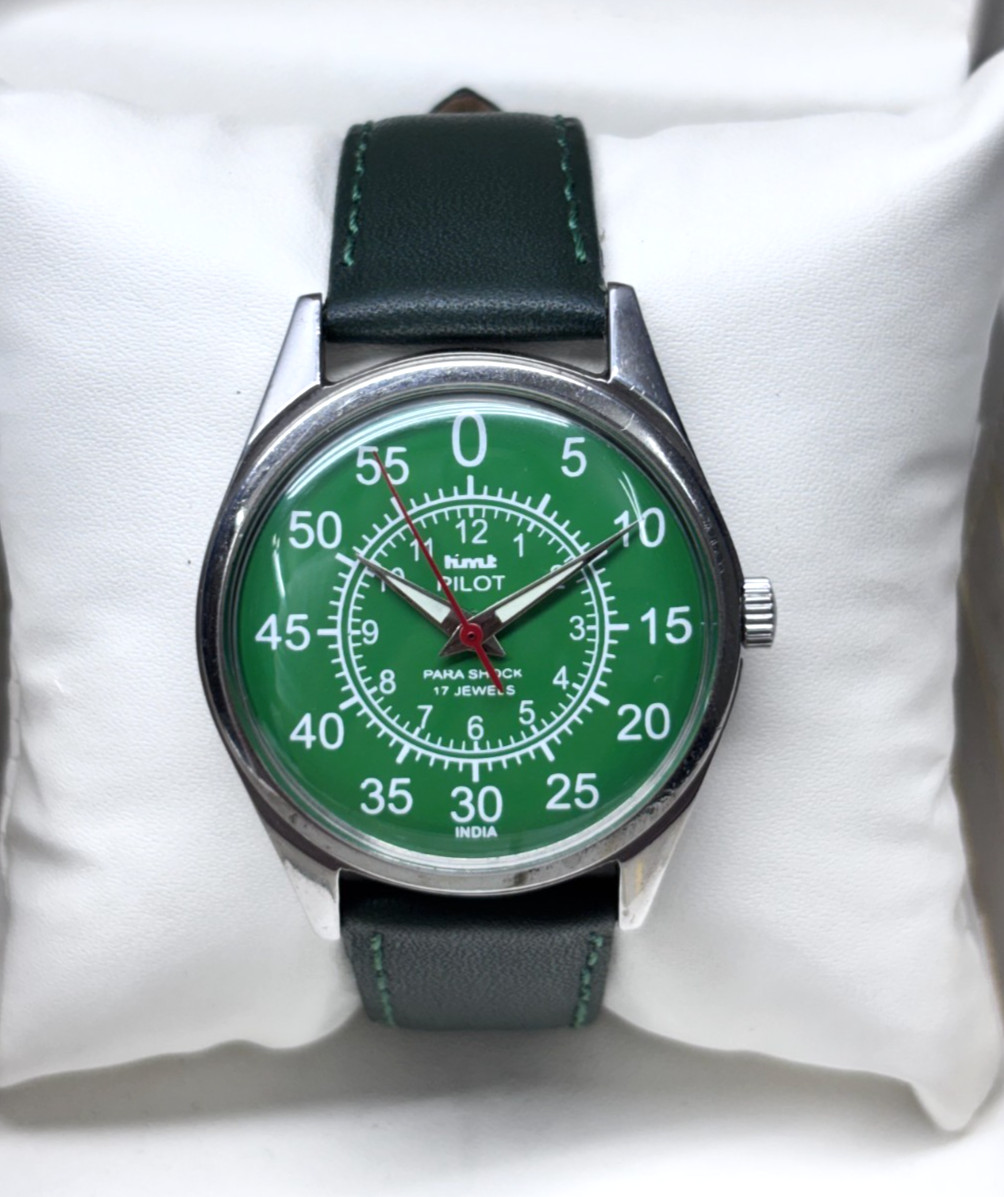 Vintage HMT Pilot Green 17 Jewels Mechanical Hand Winding Men’s Wrist Watch