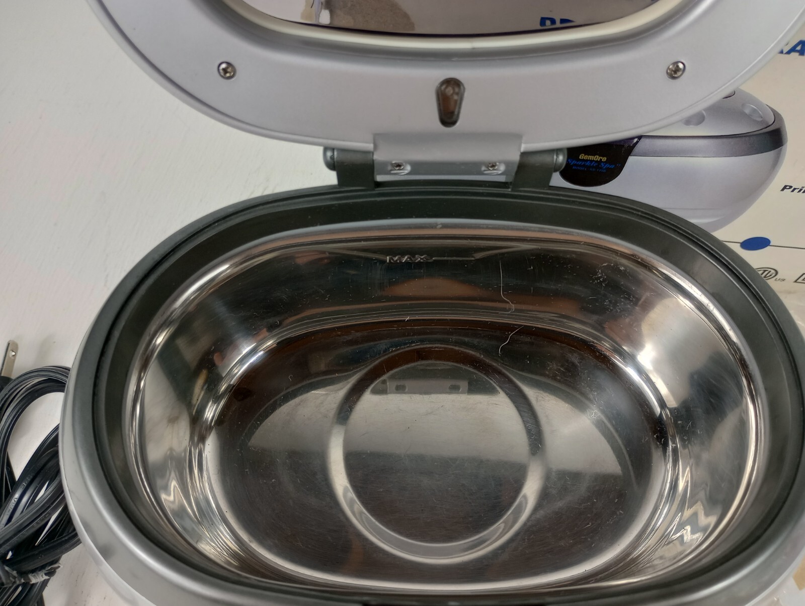 Gemoro Sparkle Spa Model SS-1780 Ultrasonic Jewelry Cleaner Tested 1 pint