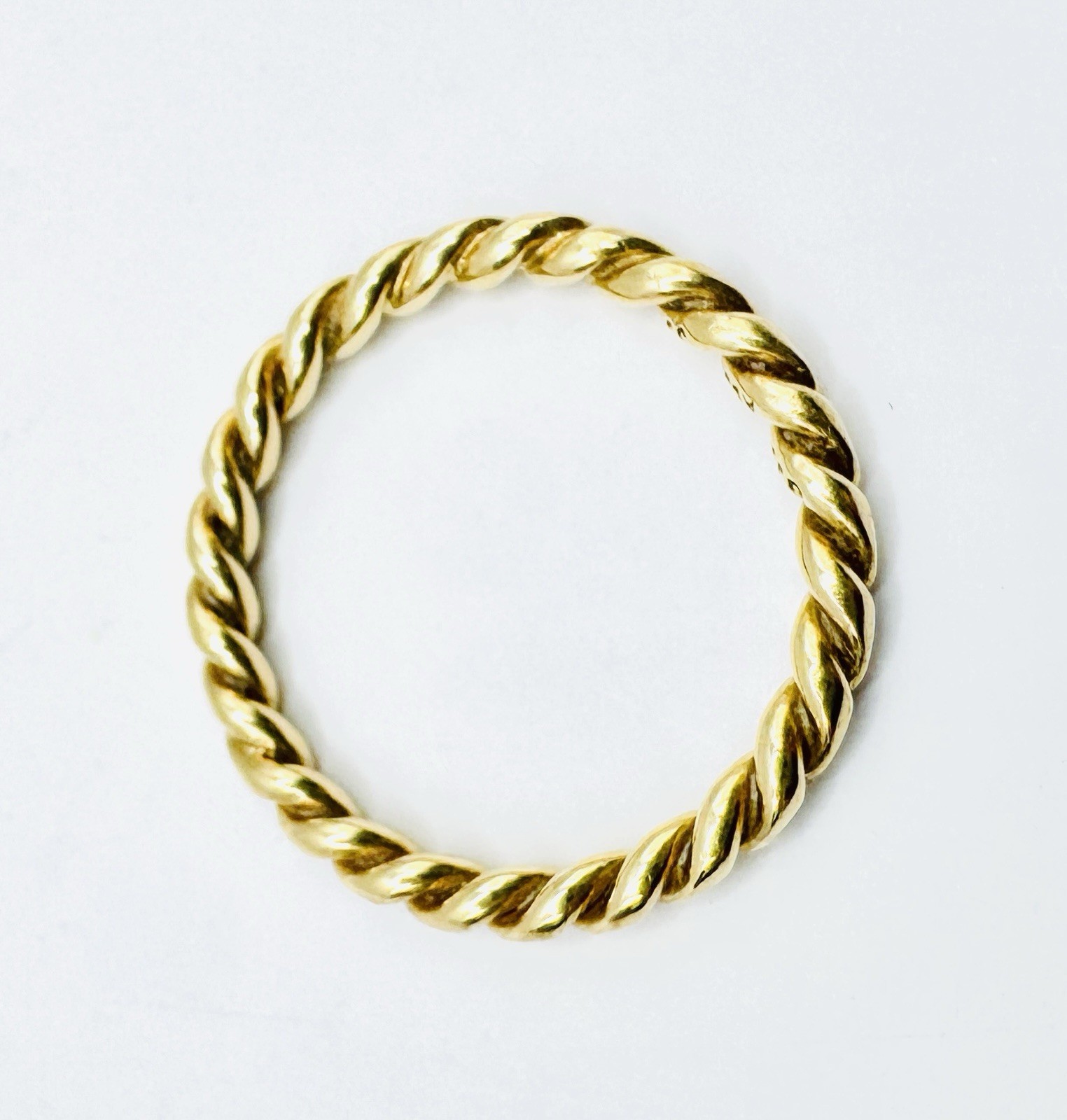 Authentic Pandora 14K Yellow Gold Twisted Rope Band Ring 585 ALE Size 7.5, 2.8g