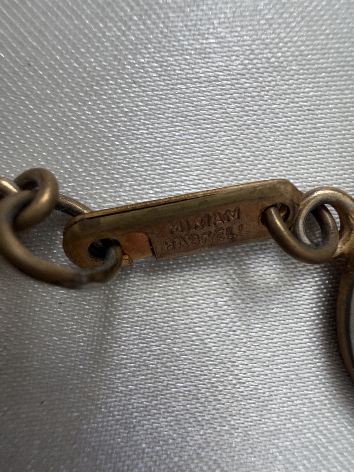 Vintage Miriam Haskell Lincoln Penny Necklace Signed Patent 3427691 Designer