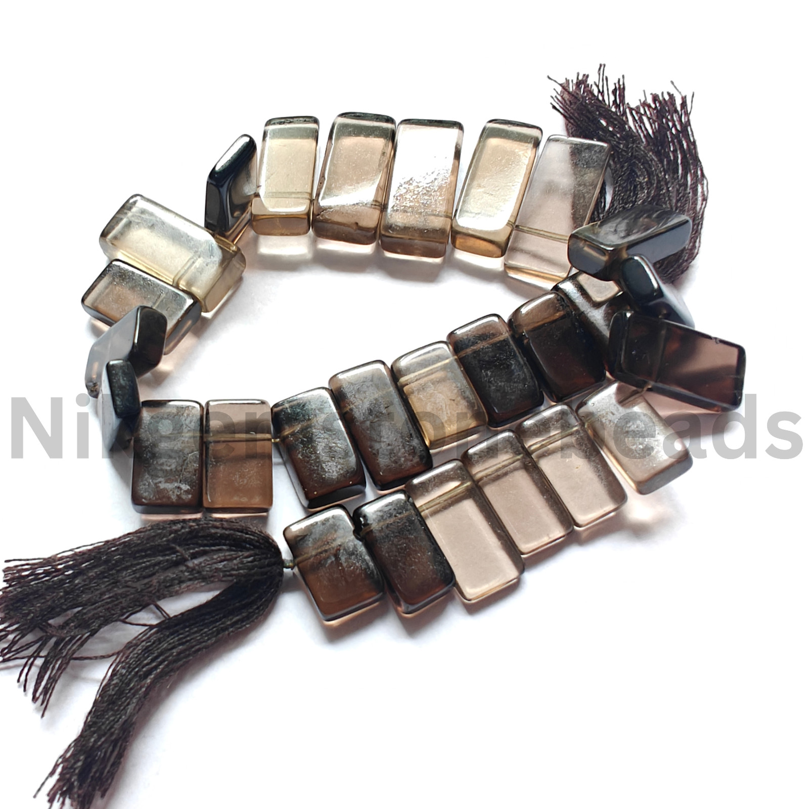 Natural Smokey Quartz Stone, Smooth & Plain Rectangle Cut Beads, 11.50-19.00 MM.