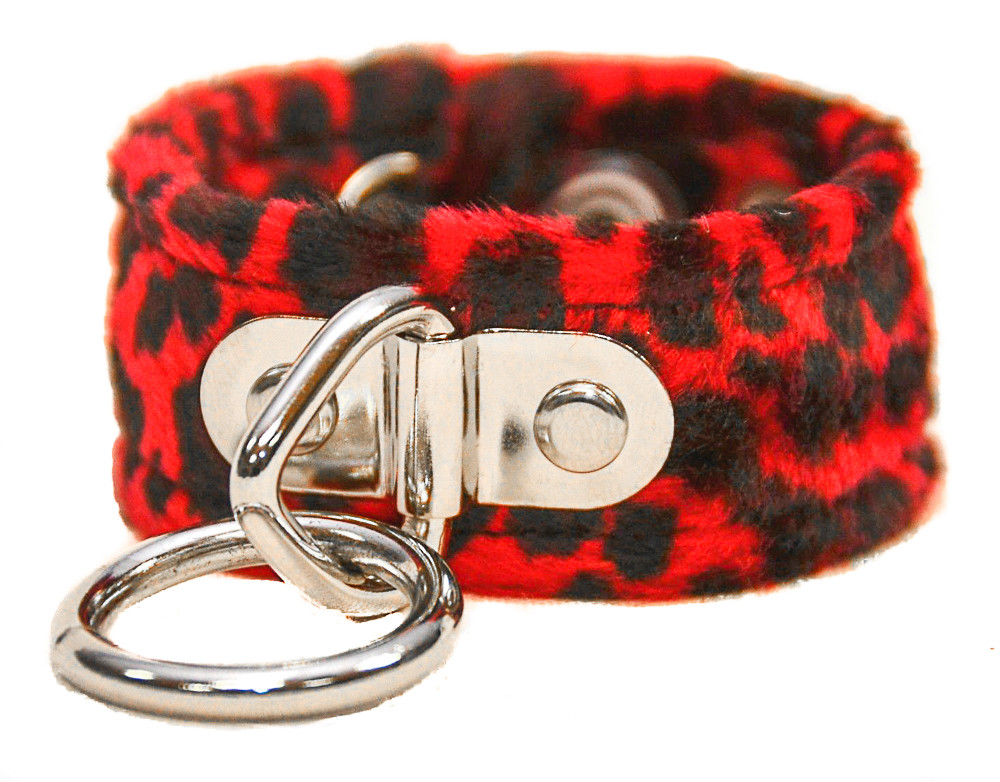 Bondage Bracelet Animal Leopard Punk Goth Rock Clubware Red Brown Green Blue