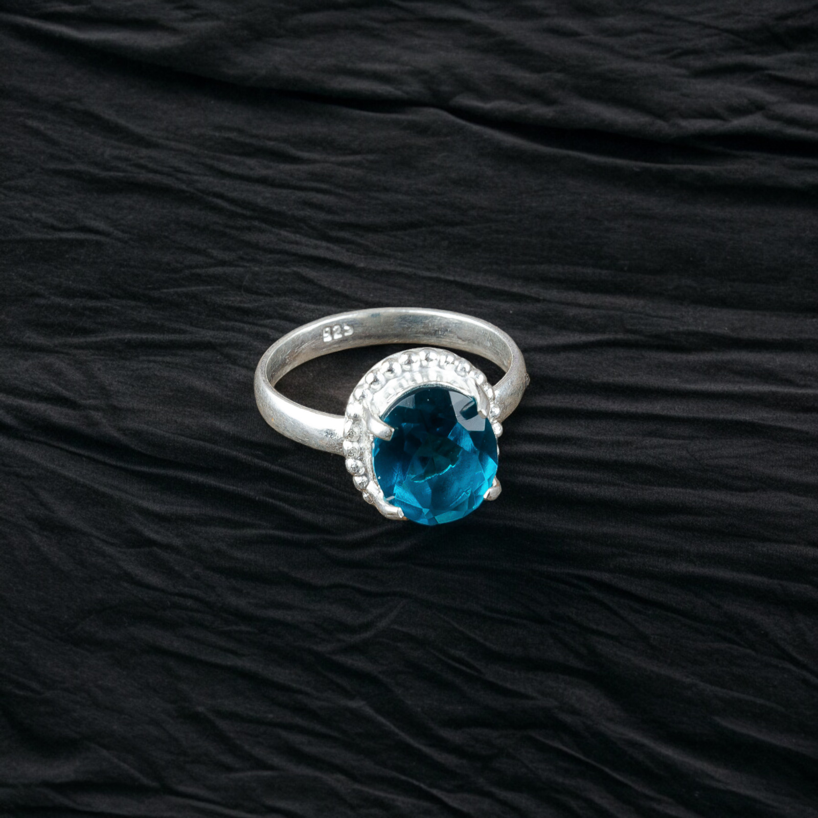 London Blue Topaz Gemstone 925 Sterling Silver Ring Handmade Jewelry Ring Gift
