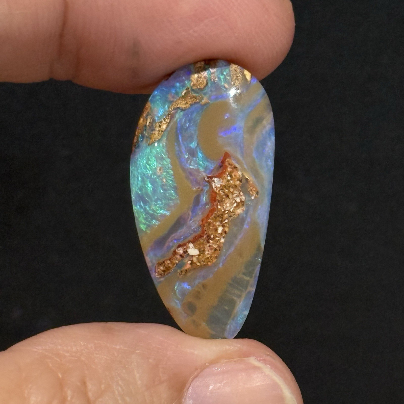 12.6ct 28.65×14.3×4.7mm Crystal Pipe Australian Boulder Opal Cabochon Gem