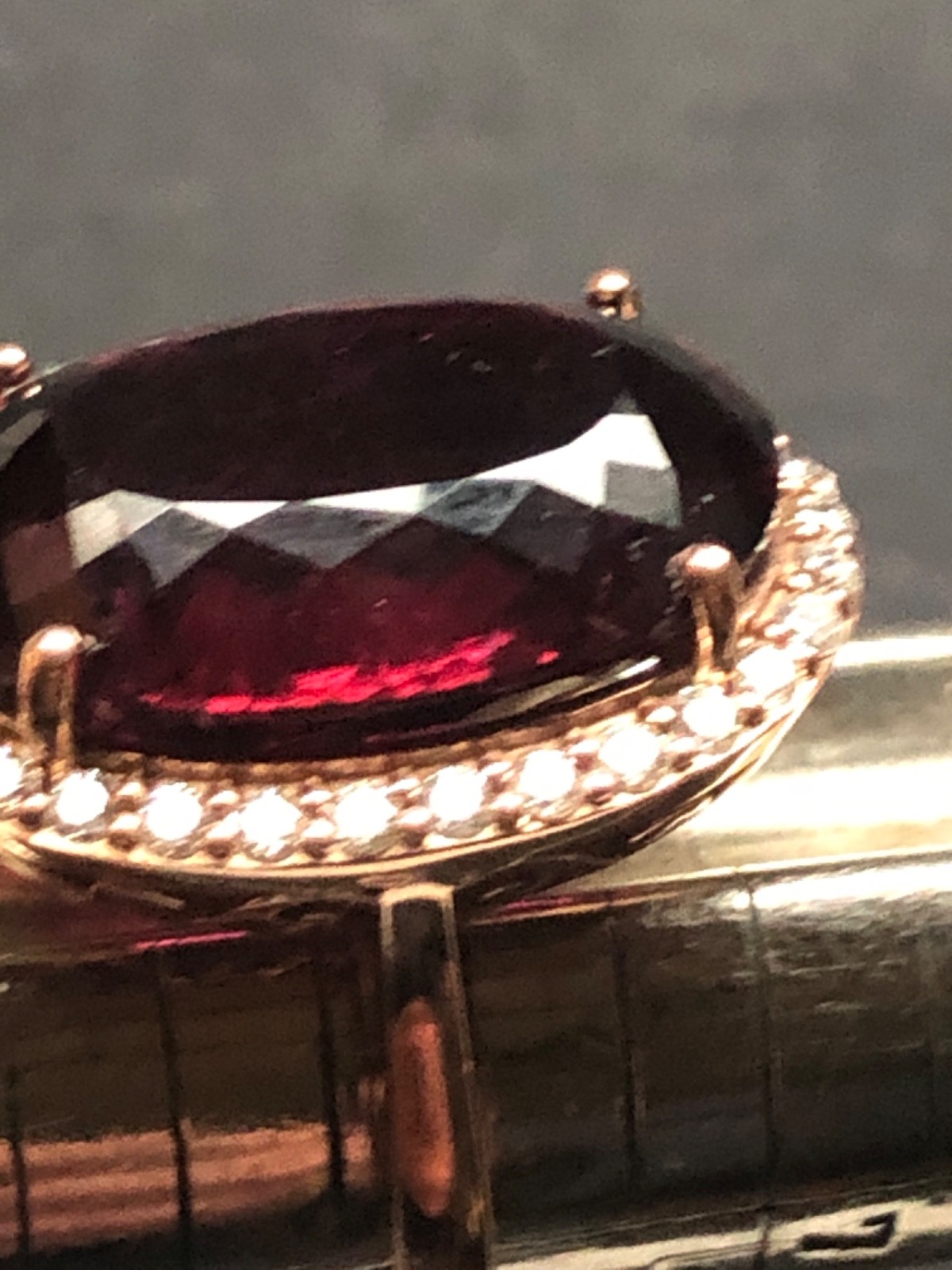 14K Pink Gold Large 21.43 ct. Rubellite Ring Diamond Halo .75 ct . T.W.11.70 grm