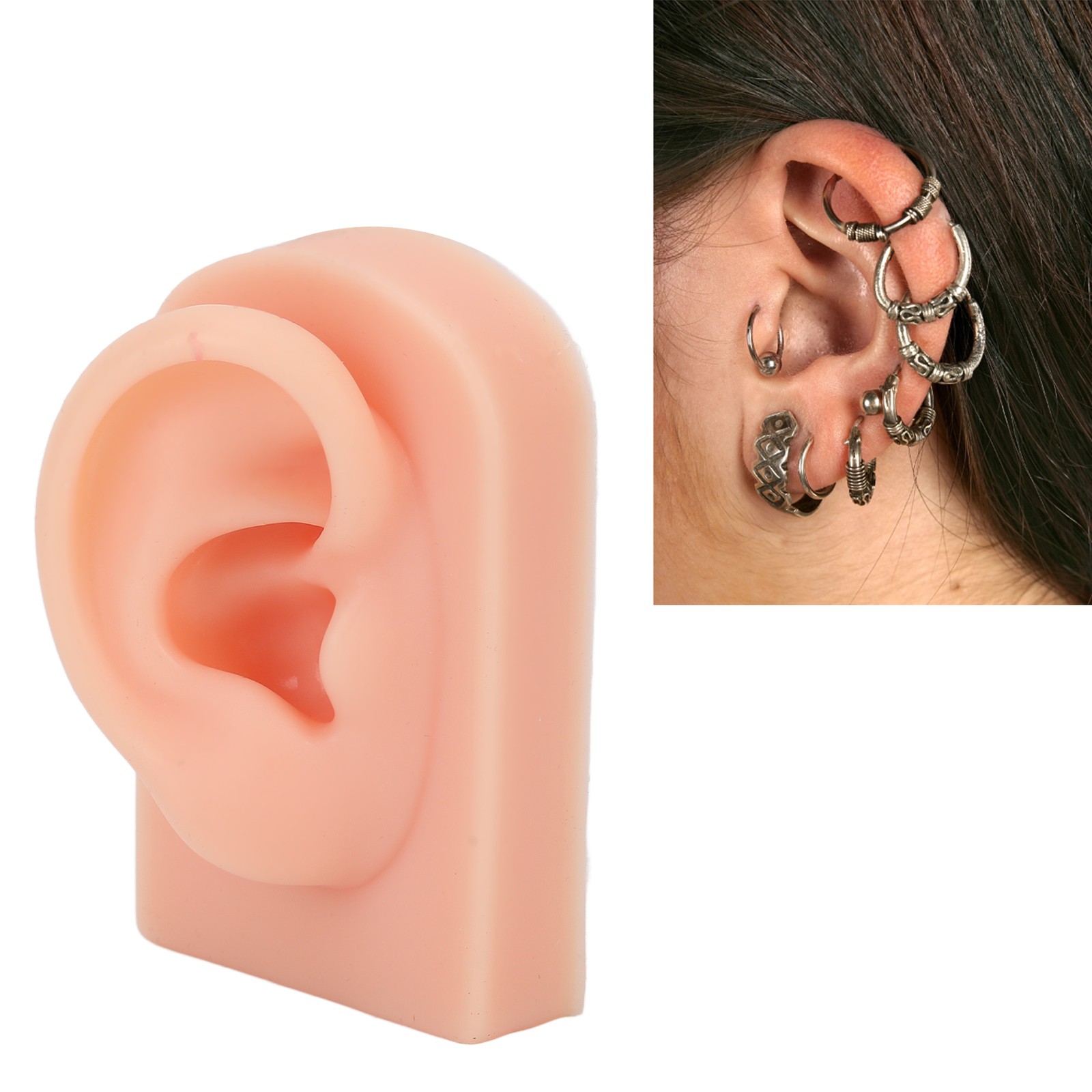 Soft Silicone Ear Model Reusable For Piercing Training (Light Complexion)