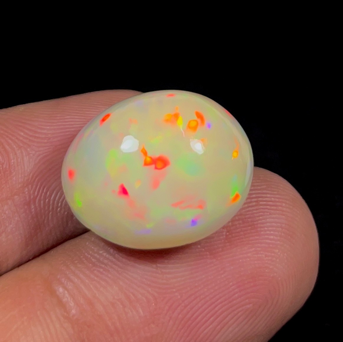 11.70 Ct Natural Ethiopian Opal Multi Fire Opal Oval Cabochon Loose Gemstone