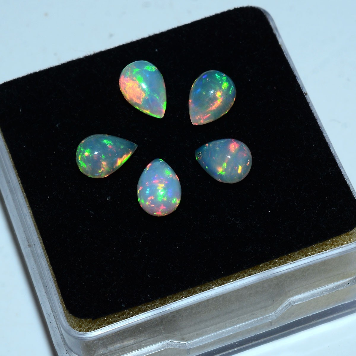 Set 5 Pcs Natural Ethiopian Opal Hi-Grade Teardrop Undrilled Loose Gemstones Lot