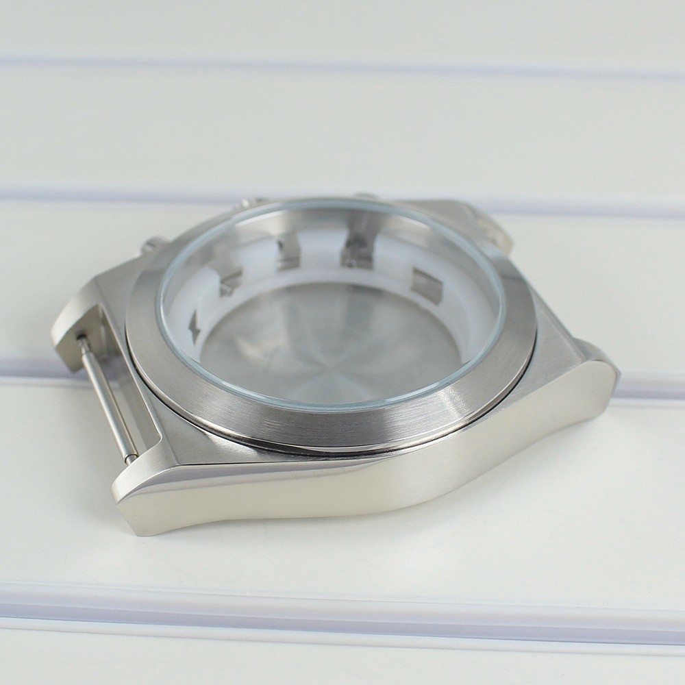 Chronograph Brushed Steel Aviator Watch Case 46mm 10ATM For Miyota OS00 Movement