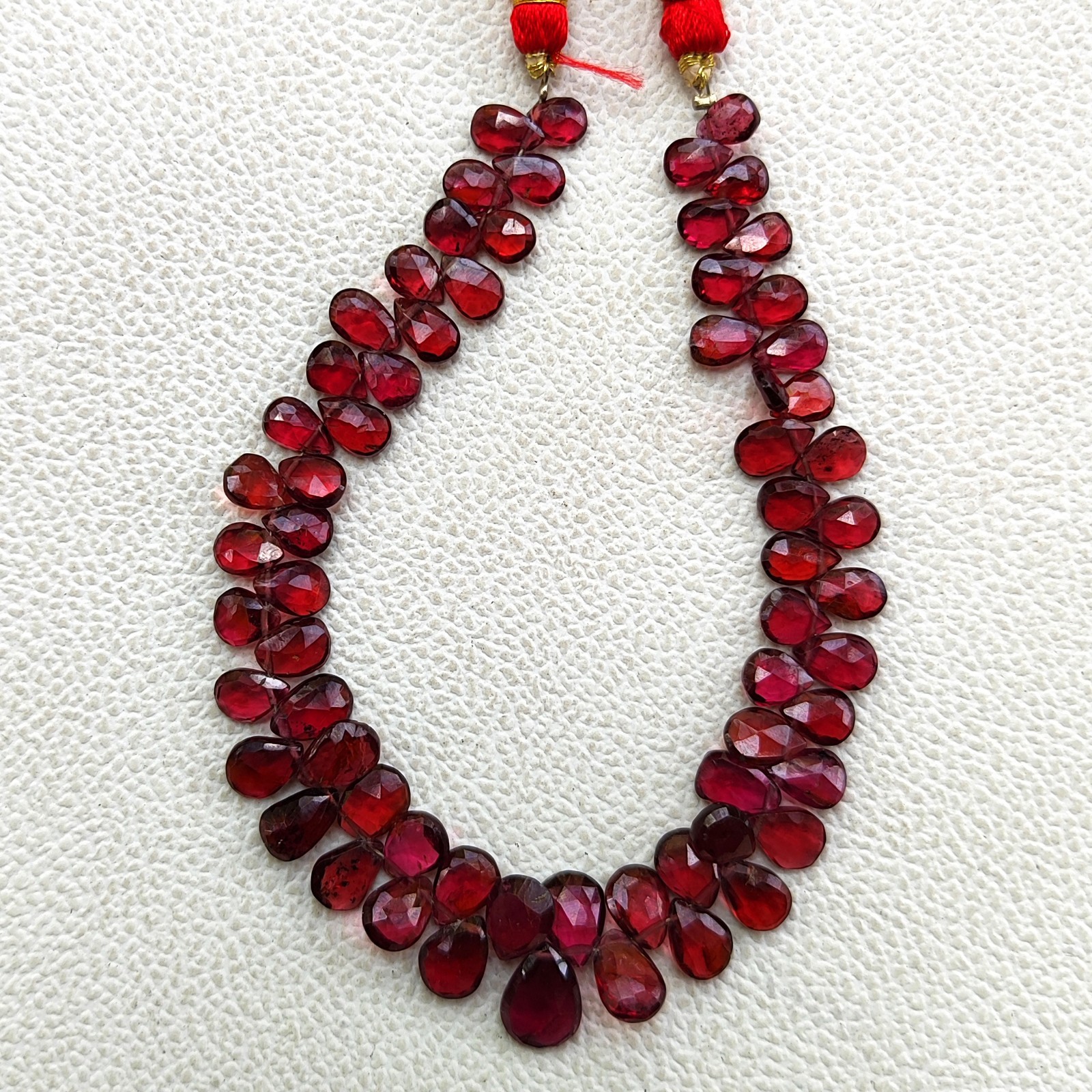 Red Mozambique Garnet Faceted Pear Briolette Beads 7×5 to 11×8 mm 8″ Gem Strand