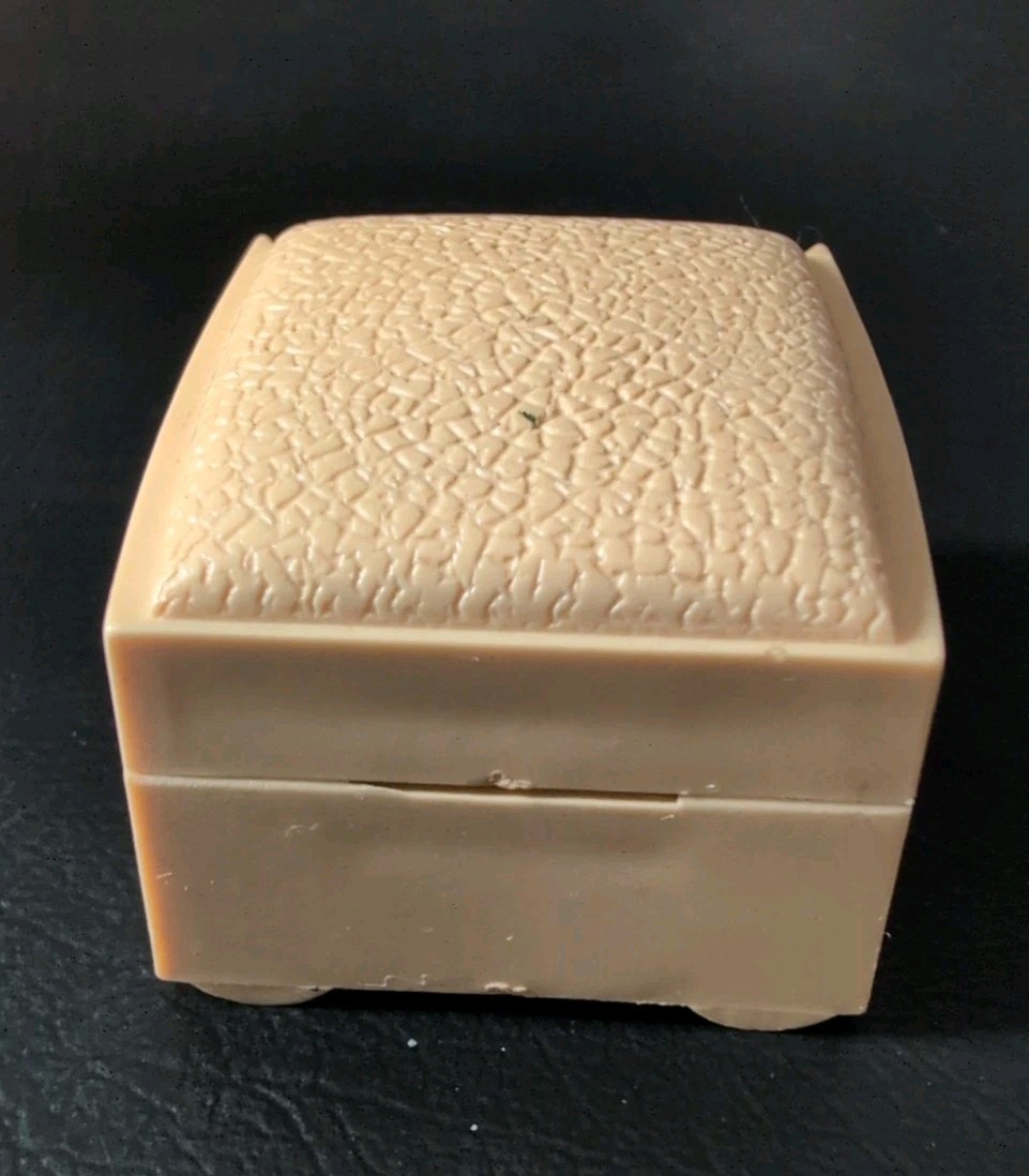 RARE Vintage Ring Display Presentation Box Celluloid with Blue Velvet by Rocket