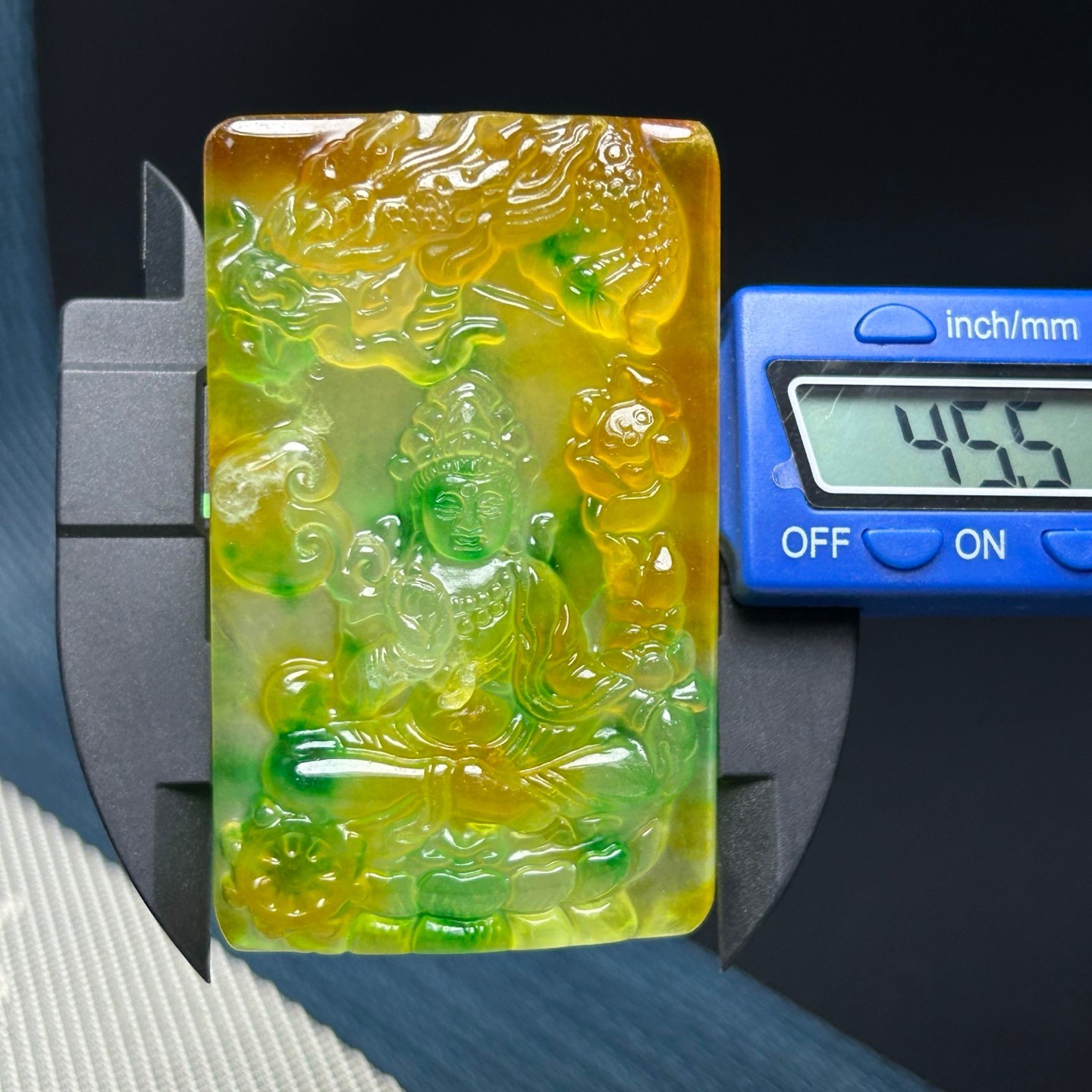 NaturalA+++ Ice Green&Yellow Jade Jadeite Dragon Kwanyin Pendant&Necklaces 御龙观音