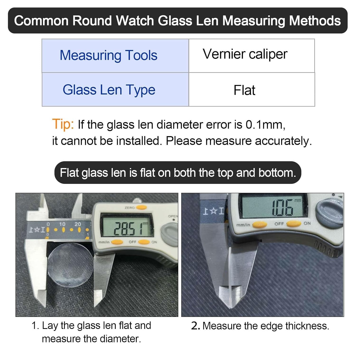 Watch Glass 29.5mm Round Clear Flat 6pc Optical Crystal Replacement Durable Part