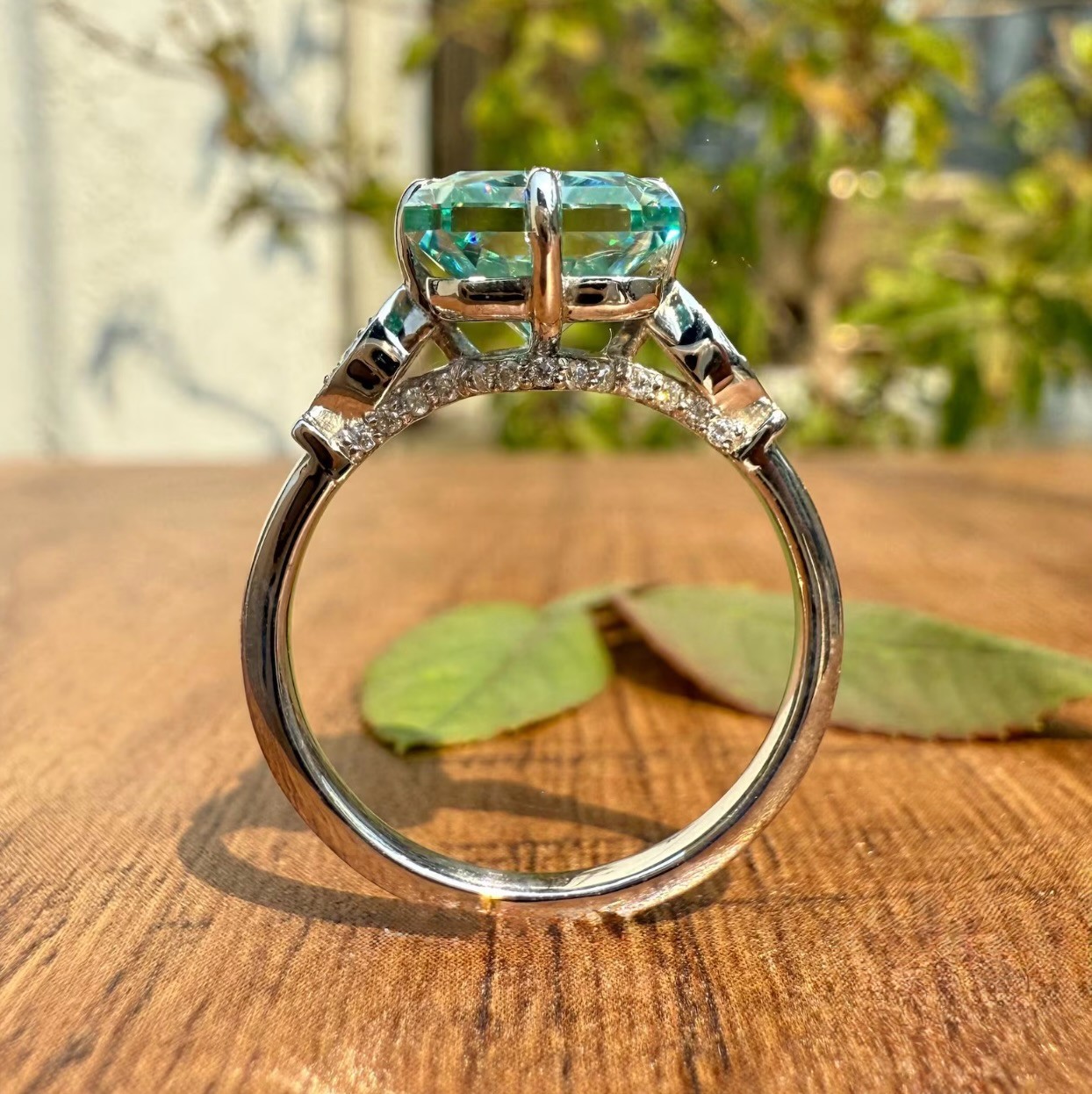 925 Silver, Blue Diamond Ring with Accents, Rare 14.30 Ct Certified Treated