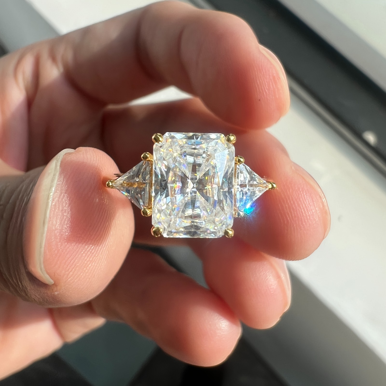 3 Carat Moissanite Engagement Ring 925 Silver Size 6 7 8 9