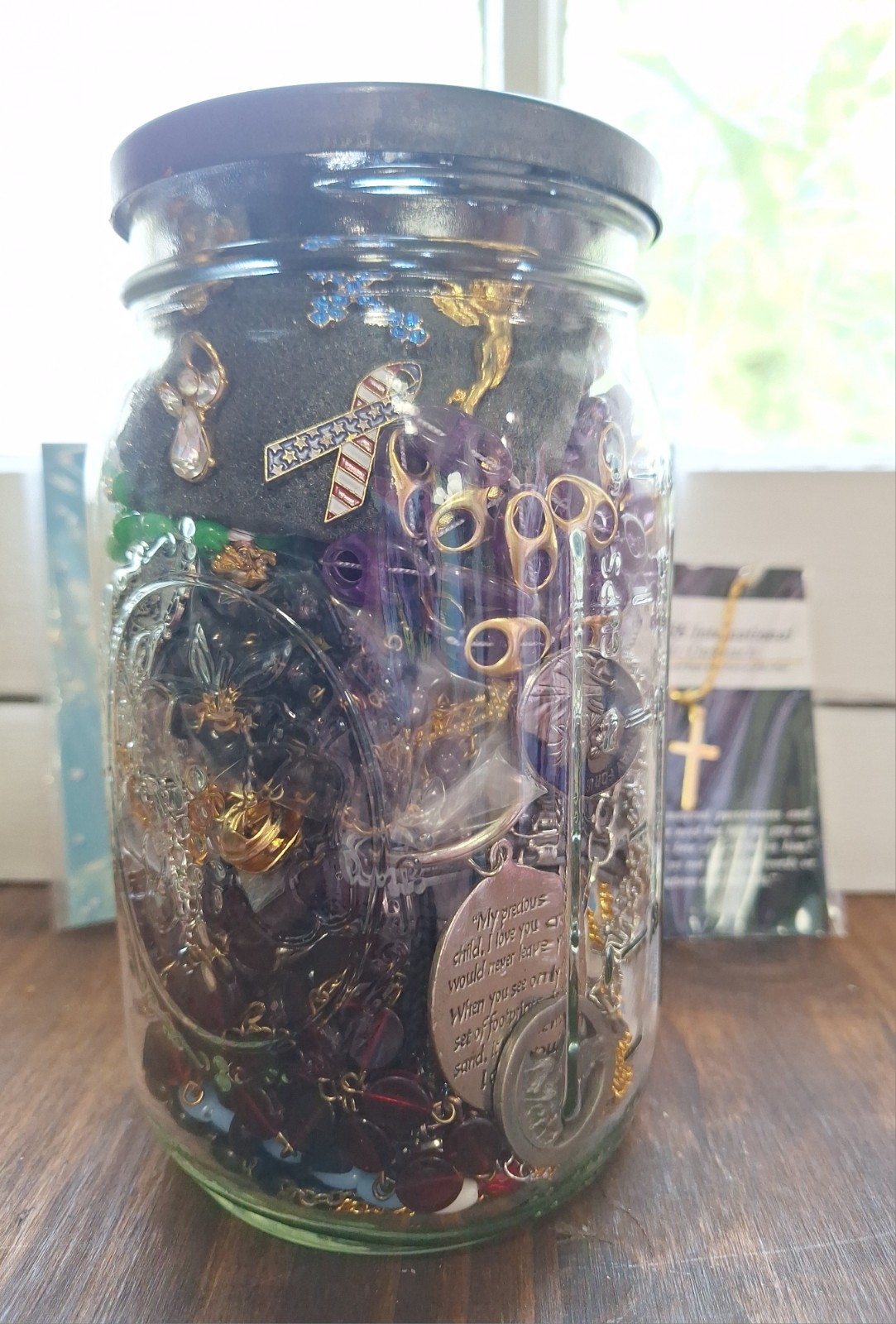 Faith Inspired Jewelry Jar Mixed Costume Jewelry Vintage