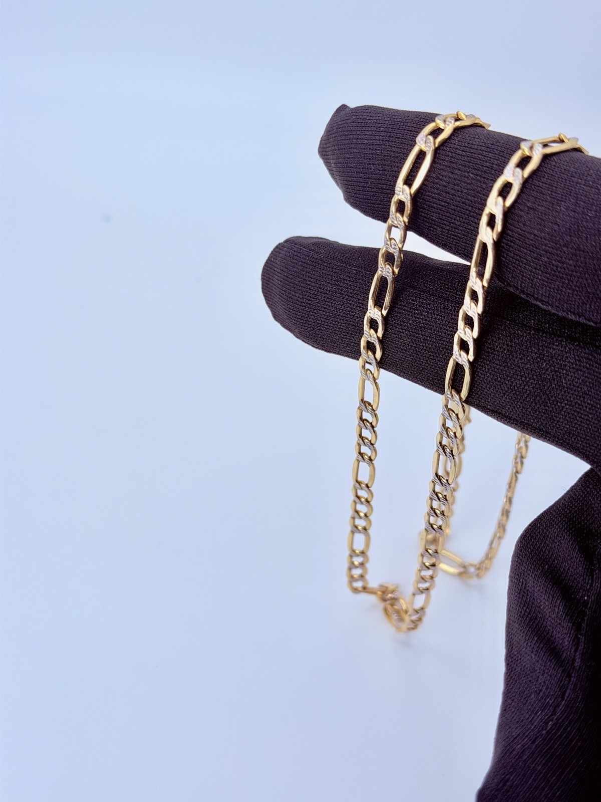 14K Real Solid Gold Figaro Diamond Cut Chain 5.2mm 24.5 Inches