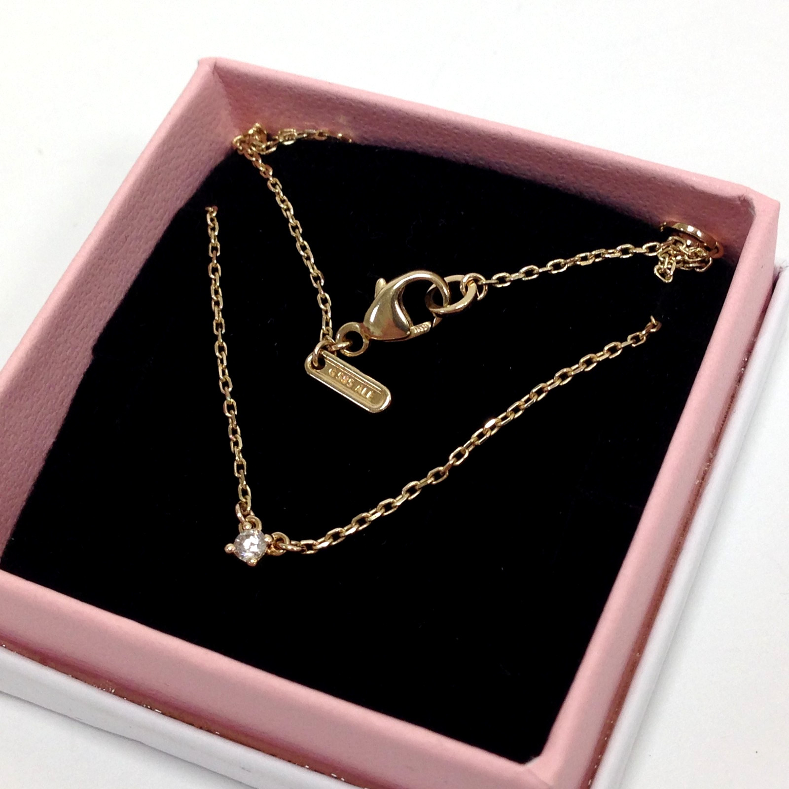 Pandora Era 14K Yellow Gold 0.05 ct Lab Grown Diamond Solitaire Necklace Adj.