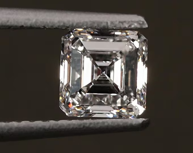 CERTIFIED 4.15 Ct Natural Gray Diamond Asscher cut LOOSE VVS1/ 8.4 mm