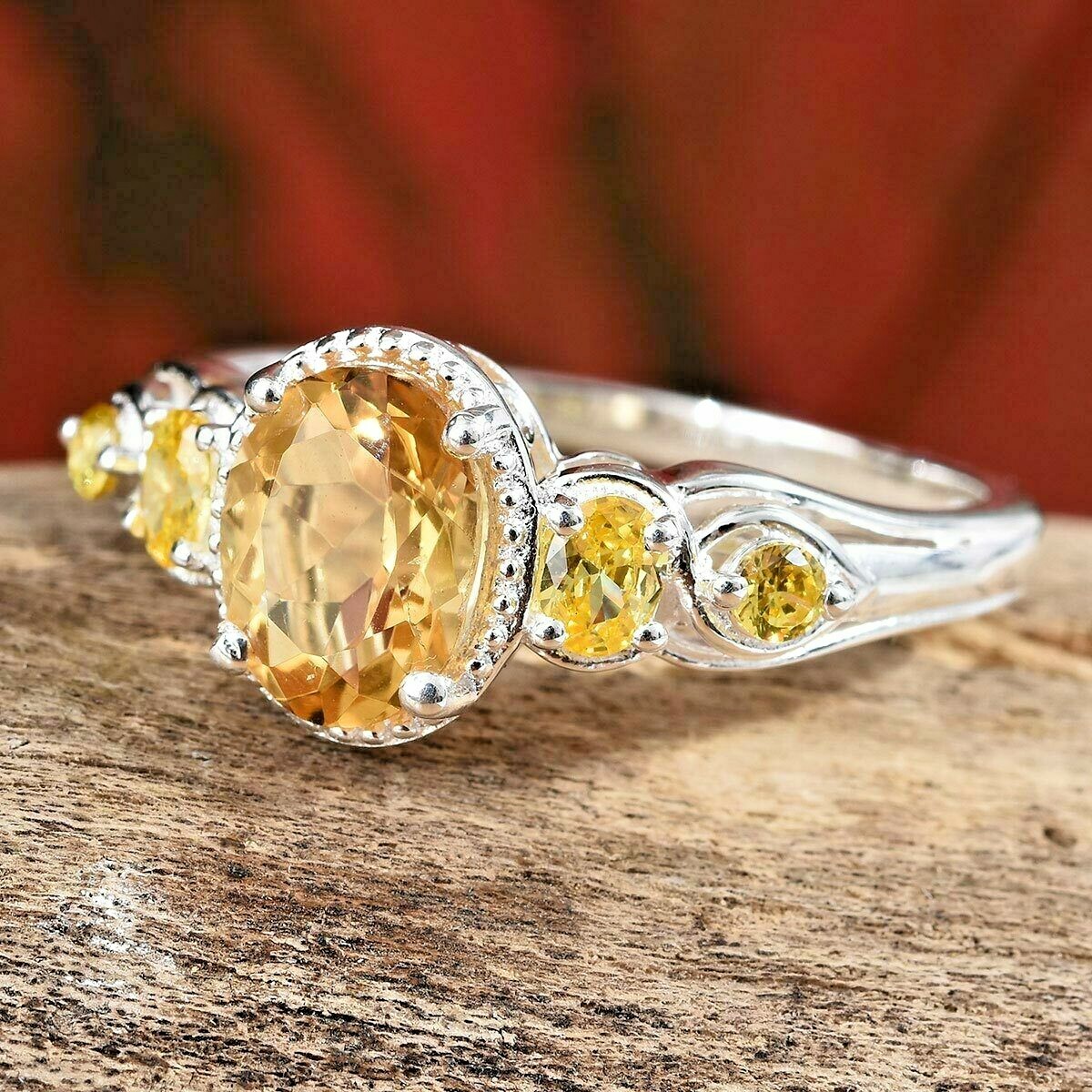 Natural Citrine Ring in Sterling Silver (Size 9.0) 2.47 ctw
