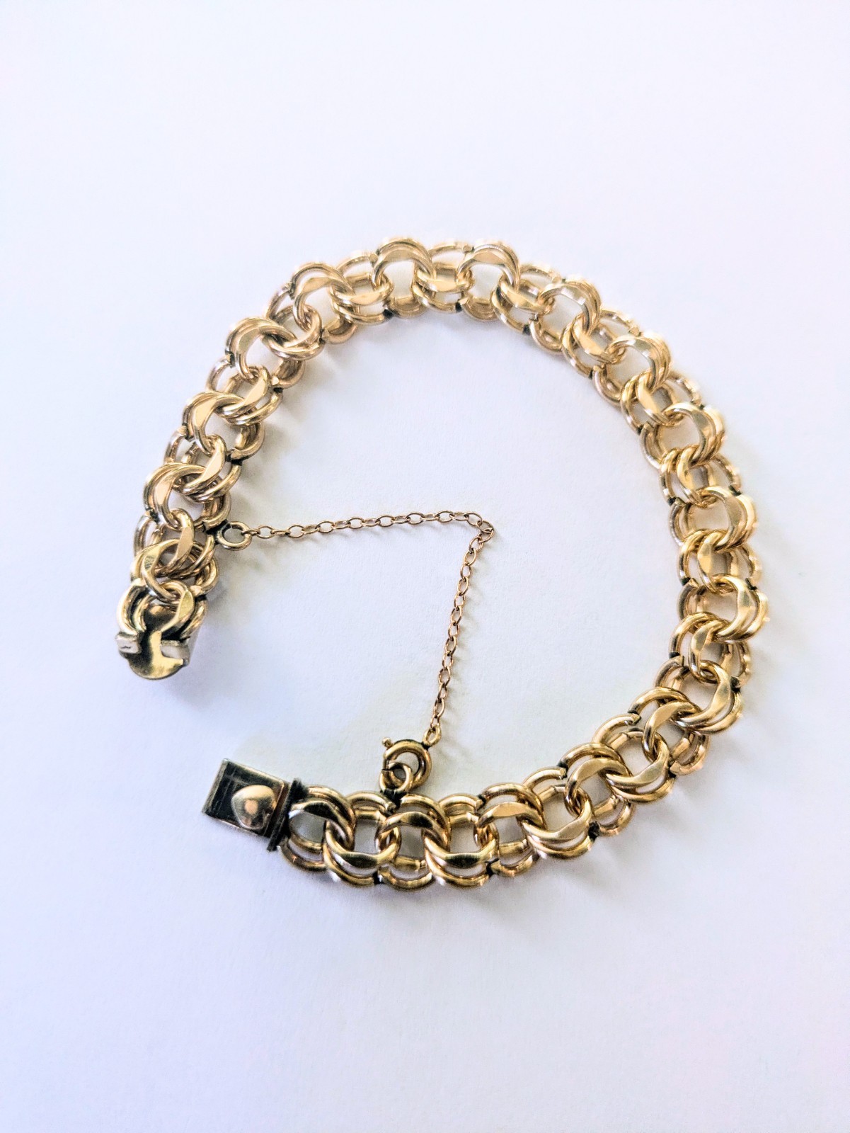 Beautiful Vintage ELCO 12kt Gold Filled Double Link Charm Bracelet