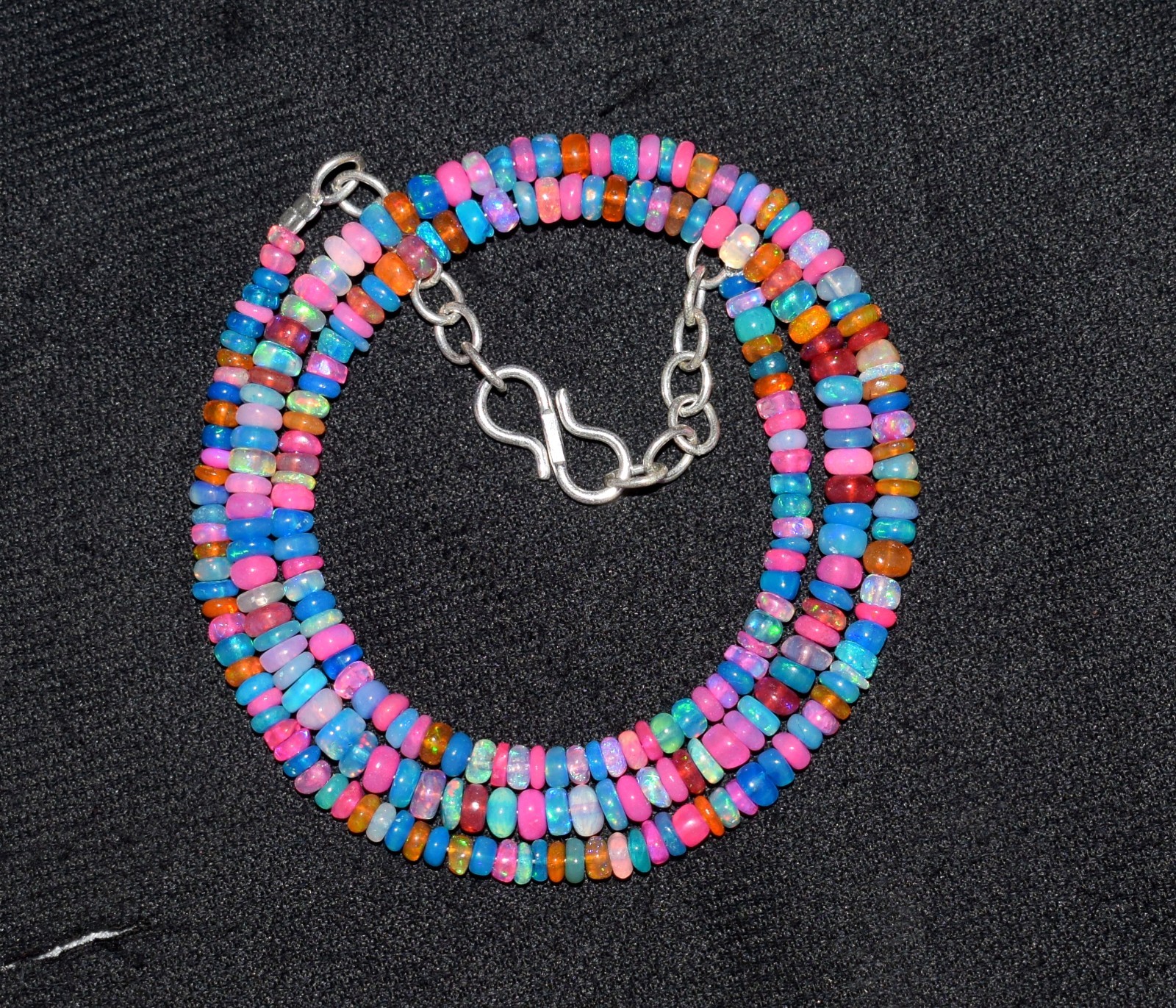 AAA+ Natural Ethiopian Opal Wello Fire Opal Gemstone Beads 16″Necklace M102