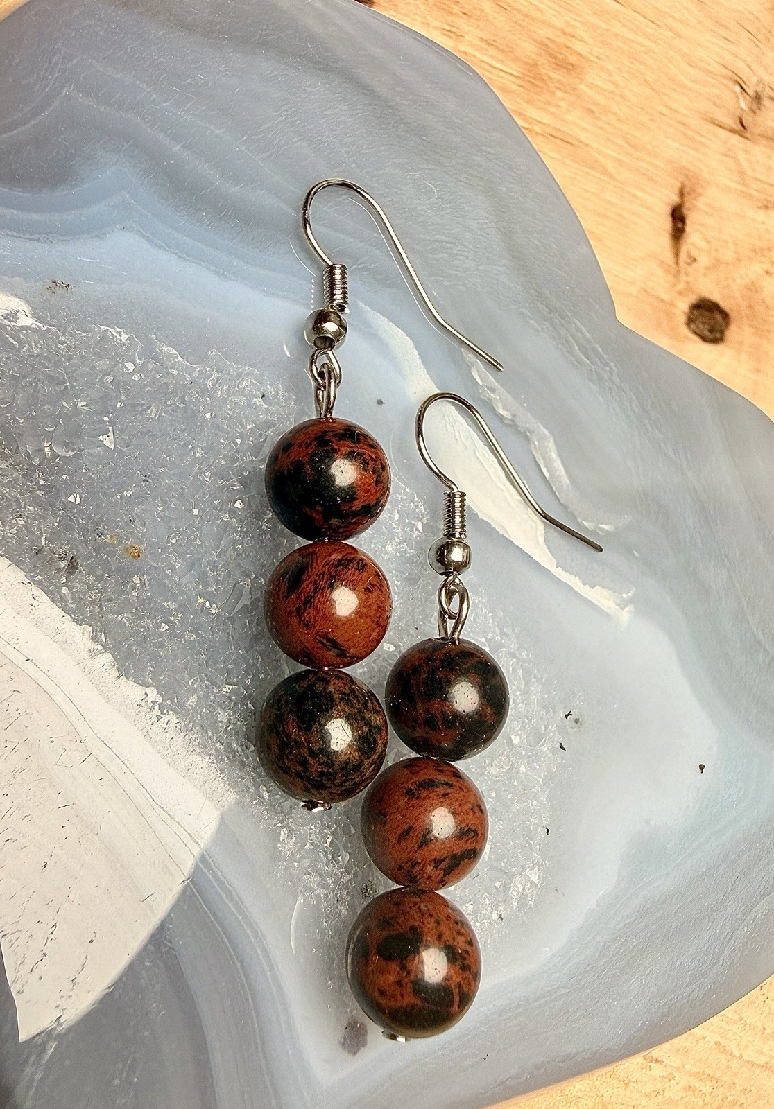 Mahogany Obsidian Gemstone Handmade Drop Dangle Earrings
