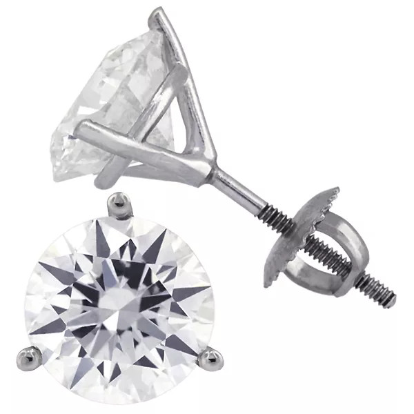 Stud Earrings Classic Solid 14K White Gold 3.75 CT Round Natural Diamond H SI2