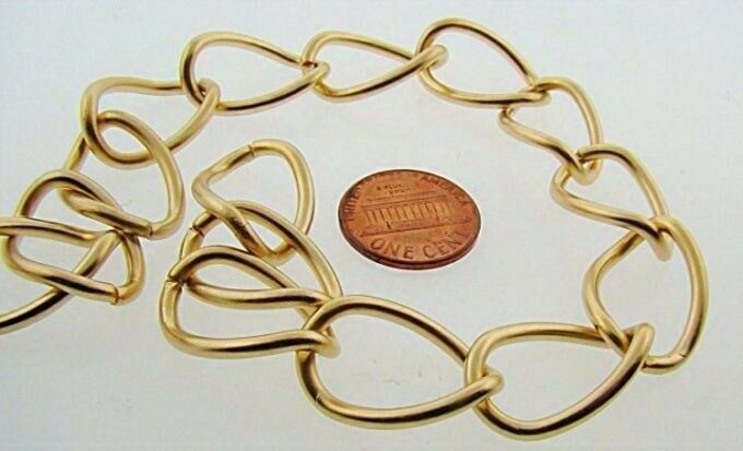 1 VINTAGE SATIN GOLD CURB 16mm. CHAIN 18″ SECTION V778