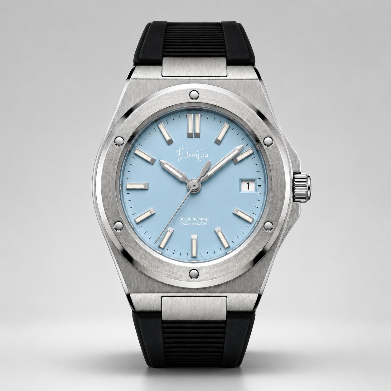 Élan Noir Obsidienne Day-Mark Automatic Watch LightBlue Dial Sapphire Steel 41mm