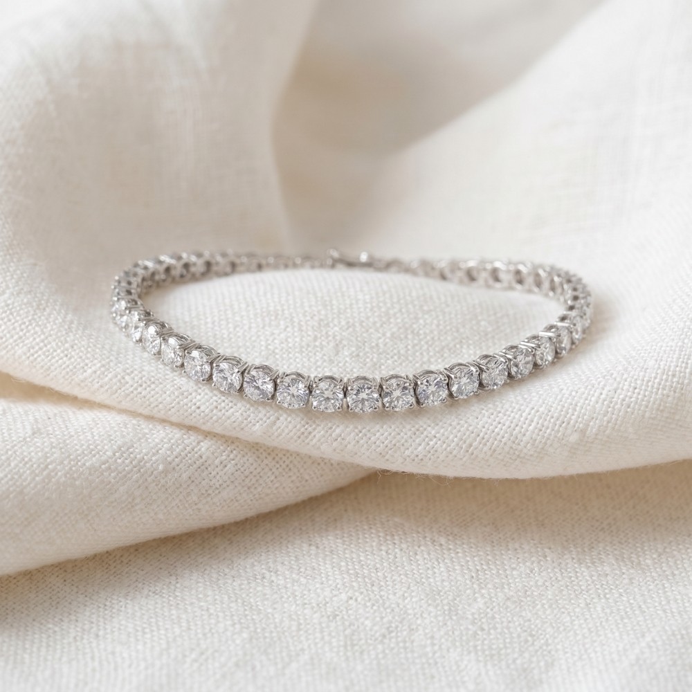 9 Ct Genuine Round-Cut Real Diamond Tennis Bracelet 7″ 14K White Gold
